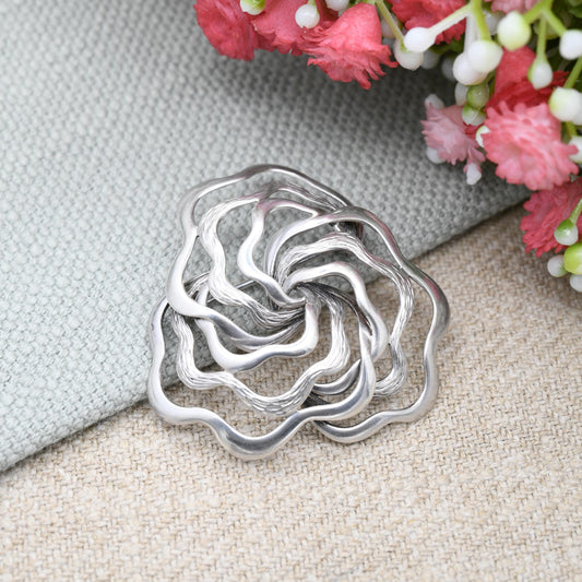 Vintage Mid-Century Modernist Sterling Silver Brooch - Openwork Figural Design | Textured Silver Jewellery | Abstract Flower Shape