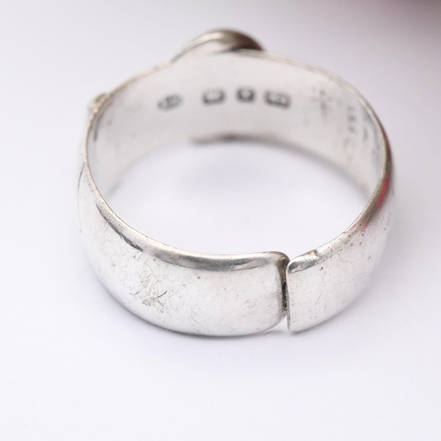 Antique Victorian Sterling Silver Buckle Ring 1897 - Minimalist Victorian Unisex Belt Band Ring Adjustable Size | UK Size - S | US Size - 9