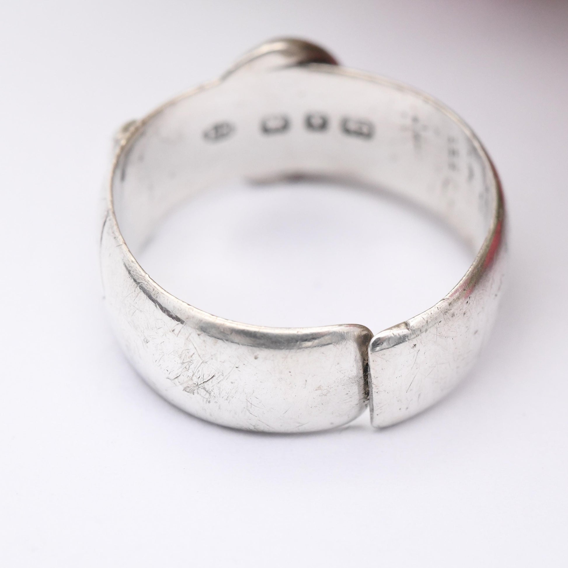 Antique Victorian Sterling Silver Buckle Ring 1897 - Minimalist Victorian Unisex Belt Band Ring Adjustable Size | UK Size - S | US Size - 9