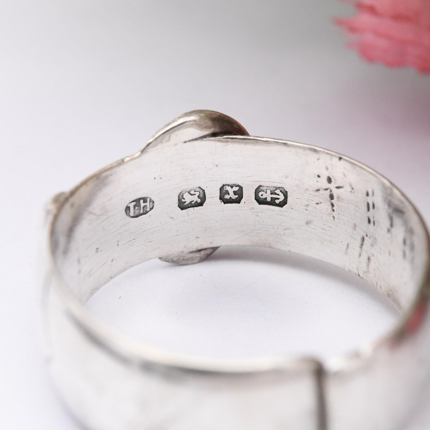 Antique Victorian Sterling Silver Buckle Ring 1897 - Minimalist Victorian Unisex Belt Band Ring Adjustable Size | UK Size - S | US Size - 9