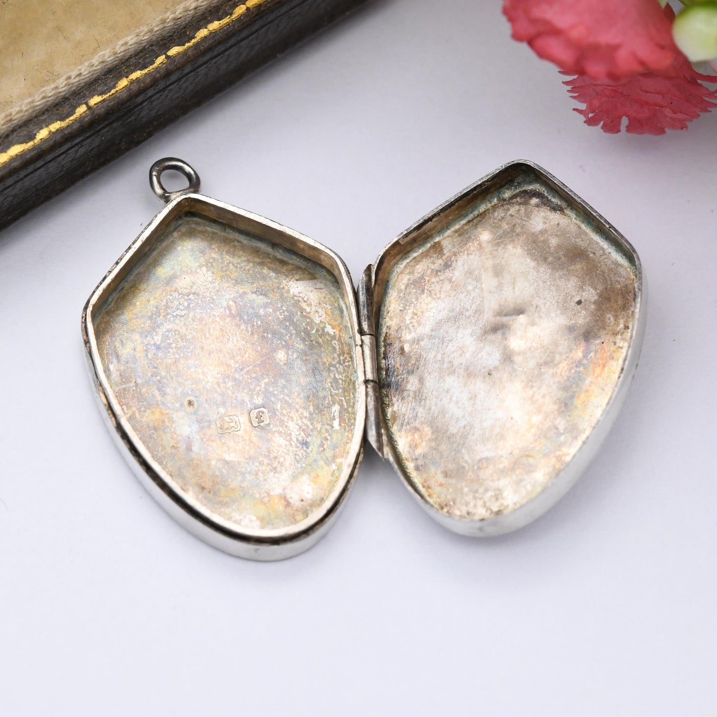 Antique Aesthetic Movement Sterling Silver Locket with Bird 1905 - Sweet Opening Pendant with Flowers and Animal | for Charm Necklace Stack