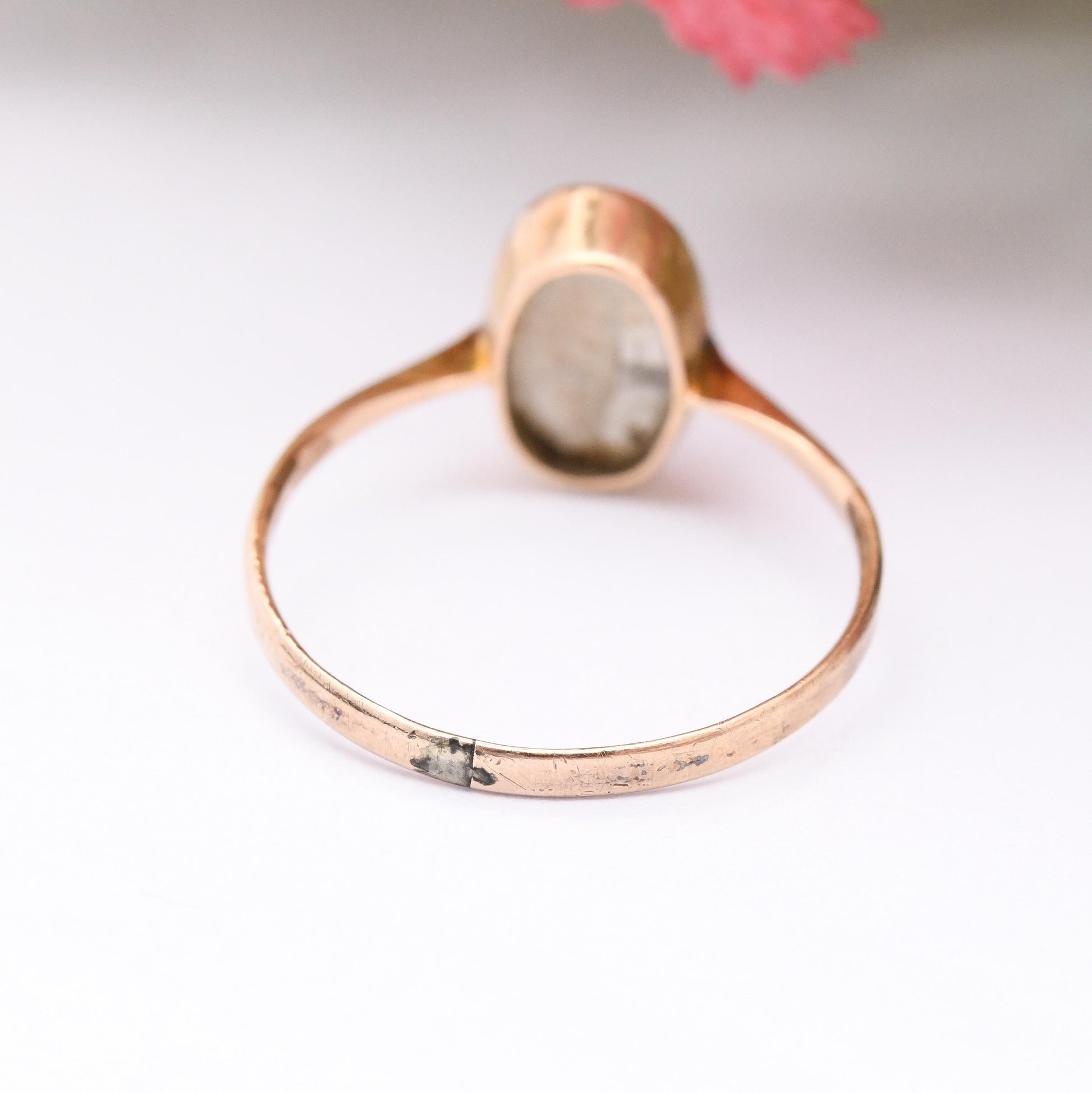 Antique Victorian 9ct Gold Moonstone Ring - Oval Cabochon Gemstone Ring | Antique Rose Gold Jewellery | UK Size - L 1/2 | US Size - 6