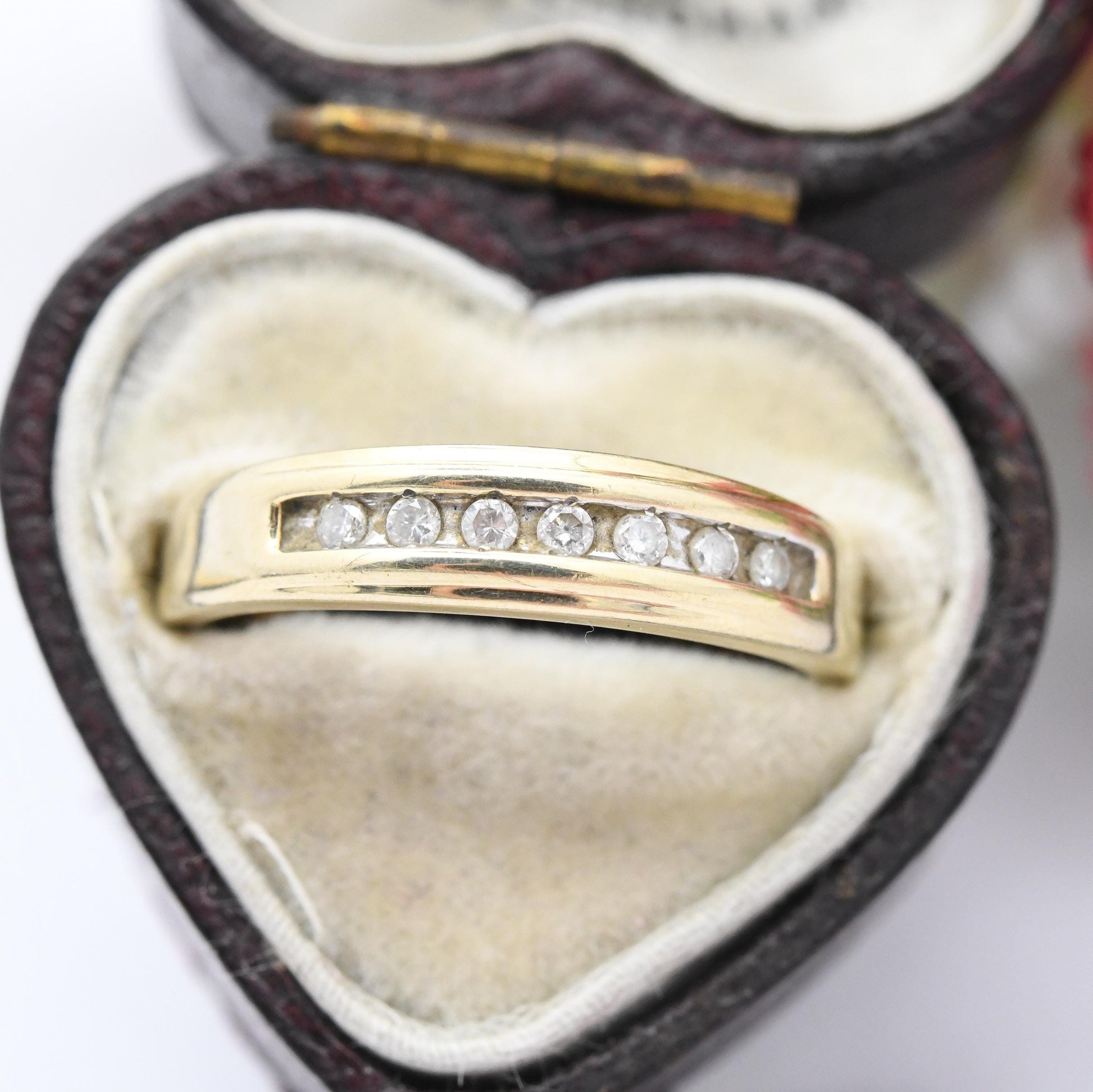 Vintage 9ct Gold Diamond Flush Half Eternity Ring - Pretty Engagement Wedding Band Stacking Ring | UK Size - M | US Size - 6 1/4