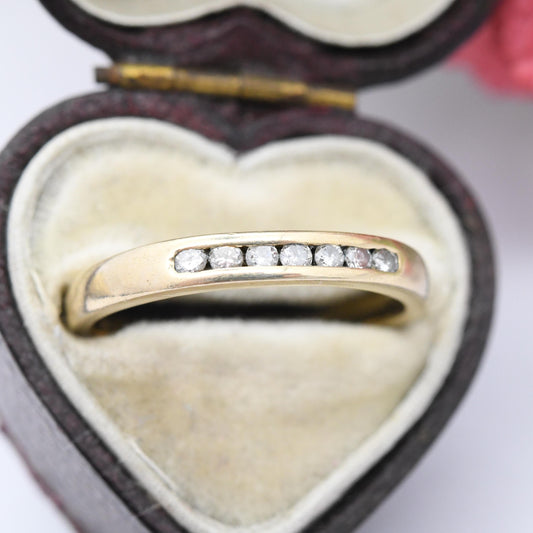 Vintage 9ct Gold Diamond Ring 0.13 Carats - Channel Set Flush Stones Wedding Engagement Band | UK Size - N | US Size - 6 3/4