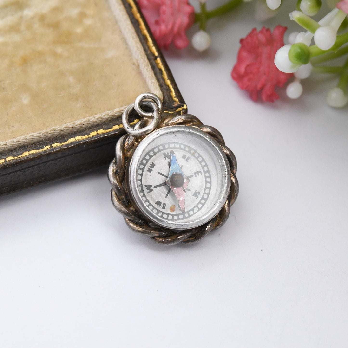 Vintage Sterling Silver Compass Pendant - Novelty Miniature Working Instrument Jewellery | Unusual Necklace Charm | Gift for Traveller