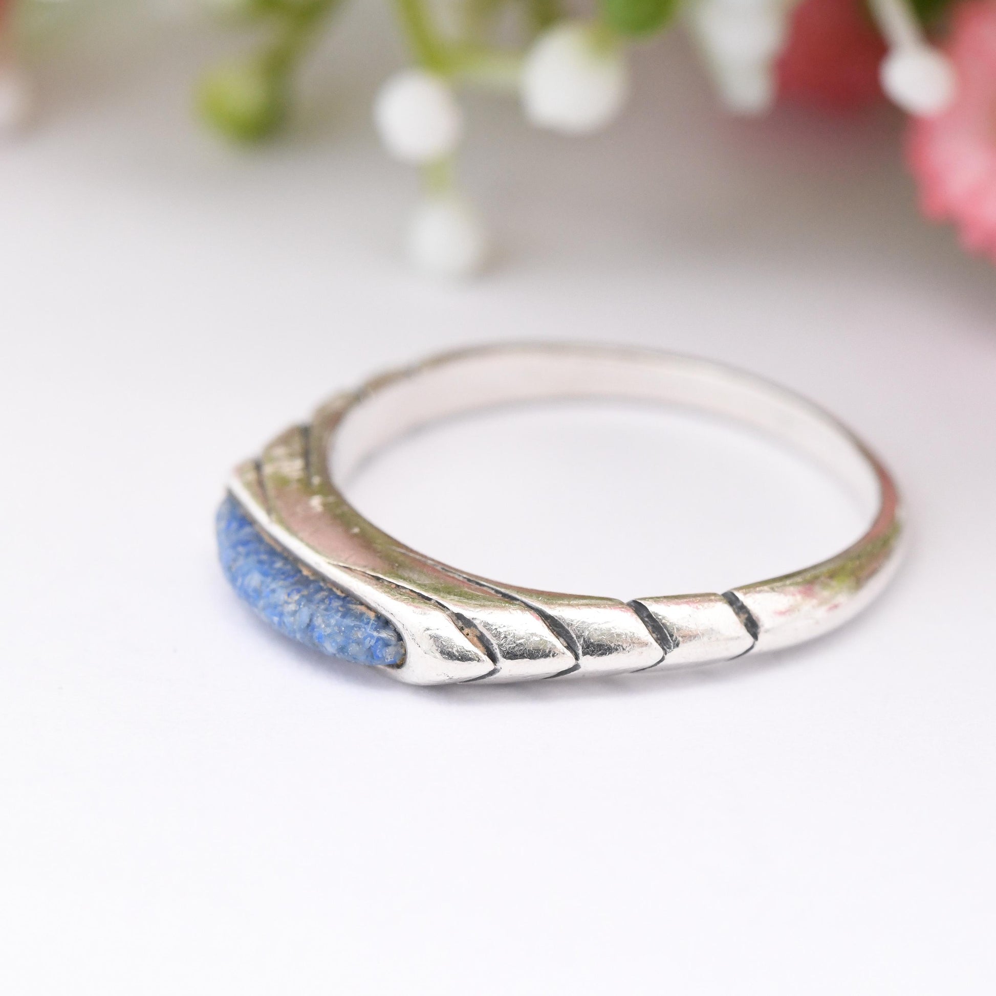 Carolyn Pollack Relios Sterling Silver Lapis Lazuli Ring - New Mexico Southwestern Design | Blue Crushed Stone | UK Size - Q | US Size - 8