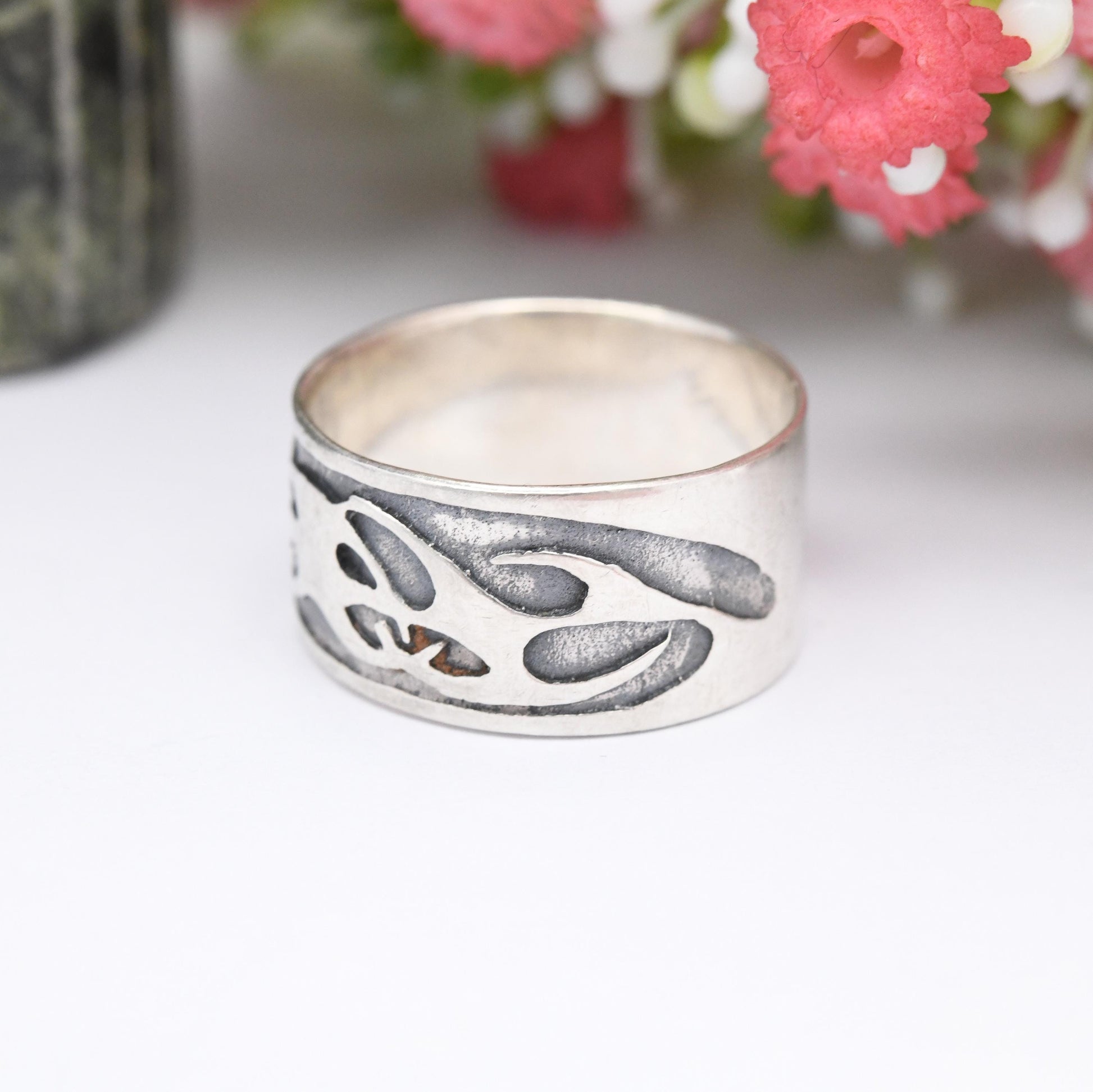 Vintage Sterling Silver Chunky Band Ring - Large Unisex Silver Thumb Ring Middle Finger Ring | Wide Band | UK Size - W | US Size - 11