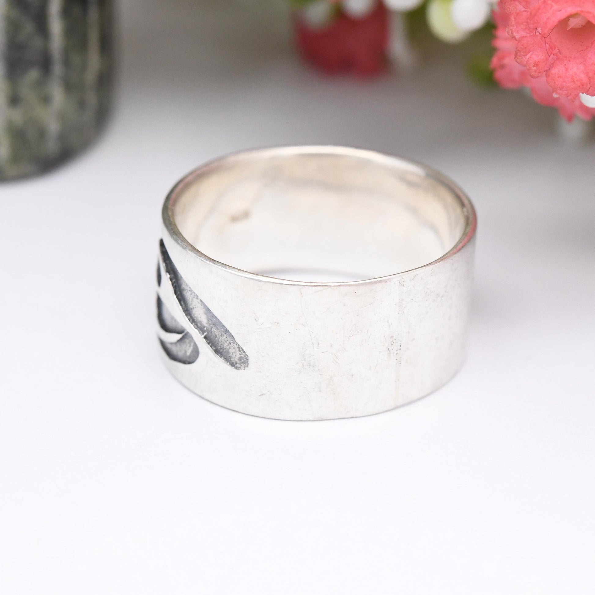 Vintage Sterling Silver Chunky Band Ring - Large Unisex Silver Thumb Ring Middle Finger Ring | Wide Band | UK Size - W | US Size - 11