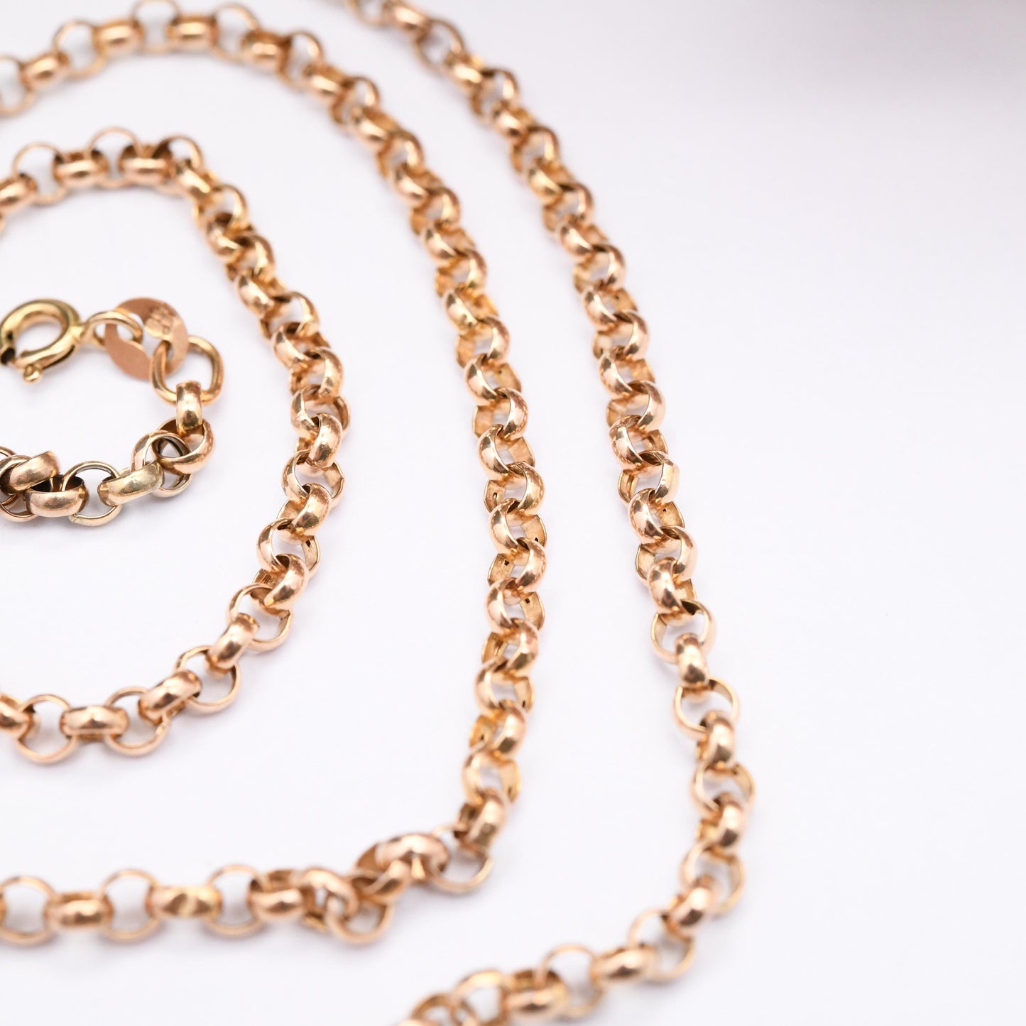 Vintage 9ct Gold Rolo Chain Necklace Made in Italy - Long 9K Solid Gold Chain | 60cm | 24"