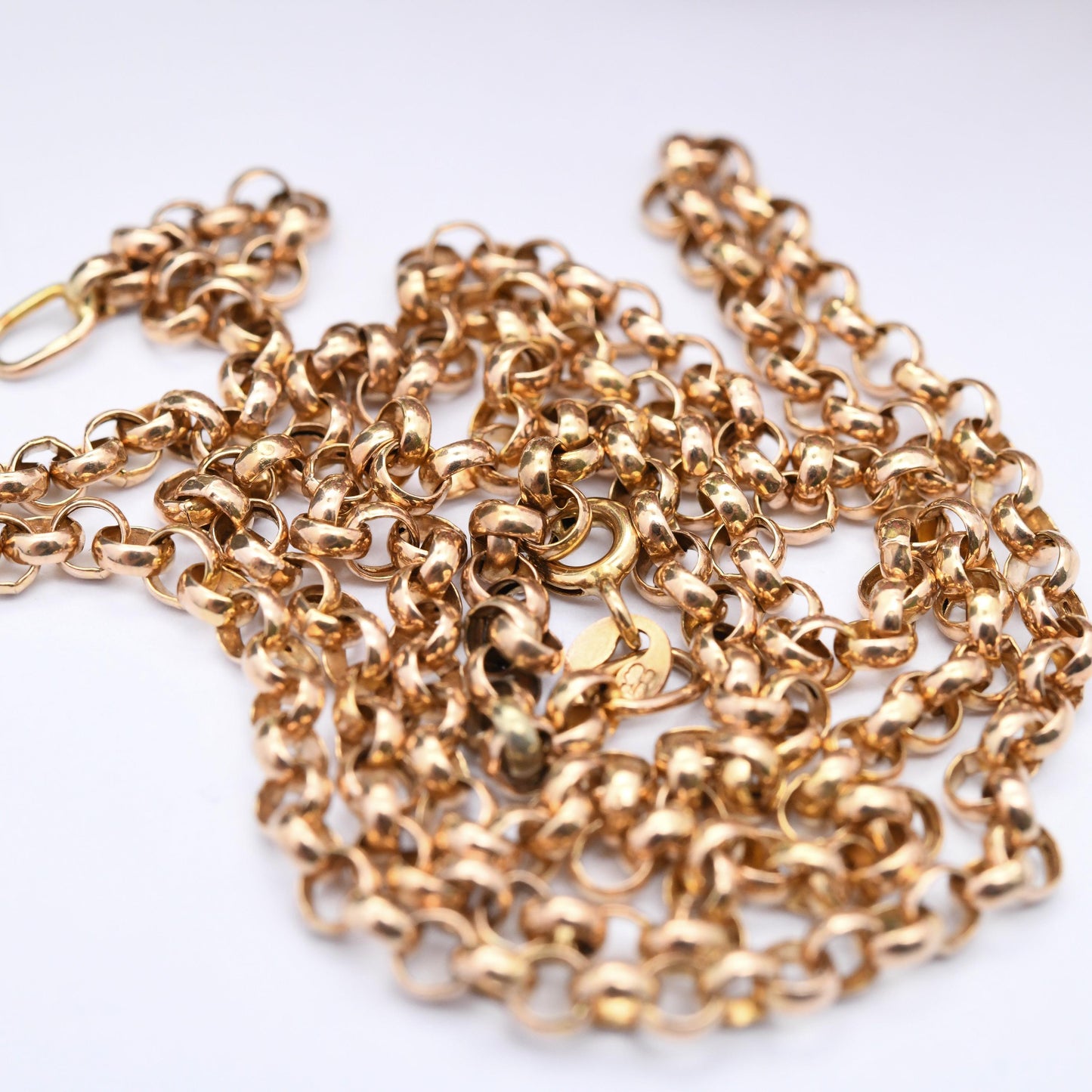 Vintage 9ct Gold Rolo Chain Necklace Made in Italy - Long 9K Solid Gold Chain | 60cm | 24"