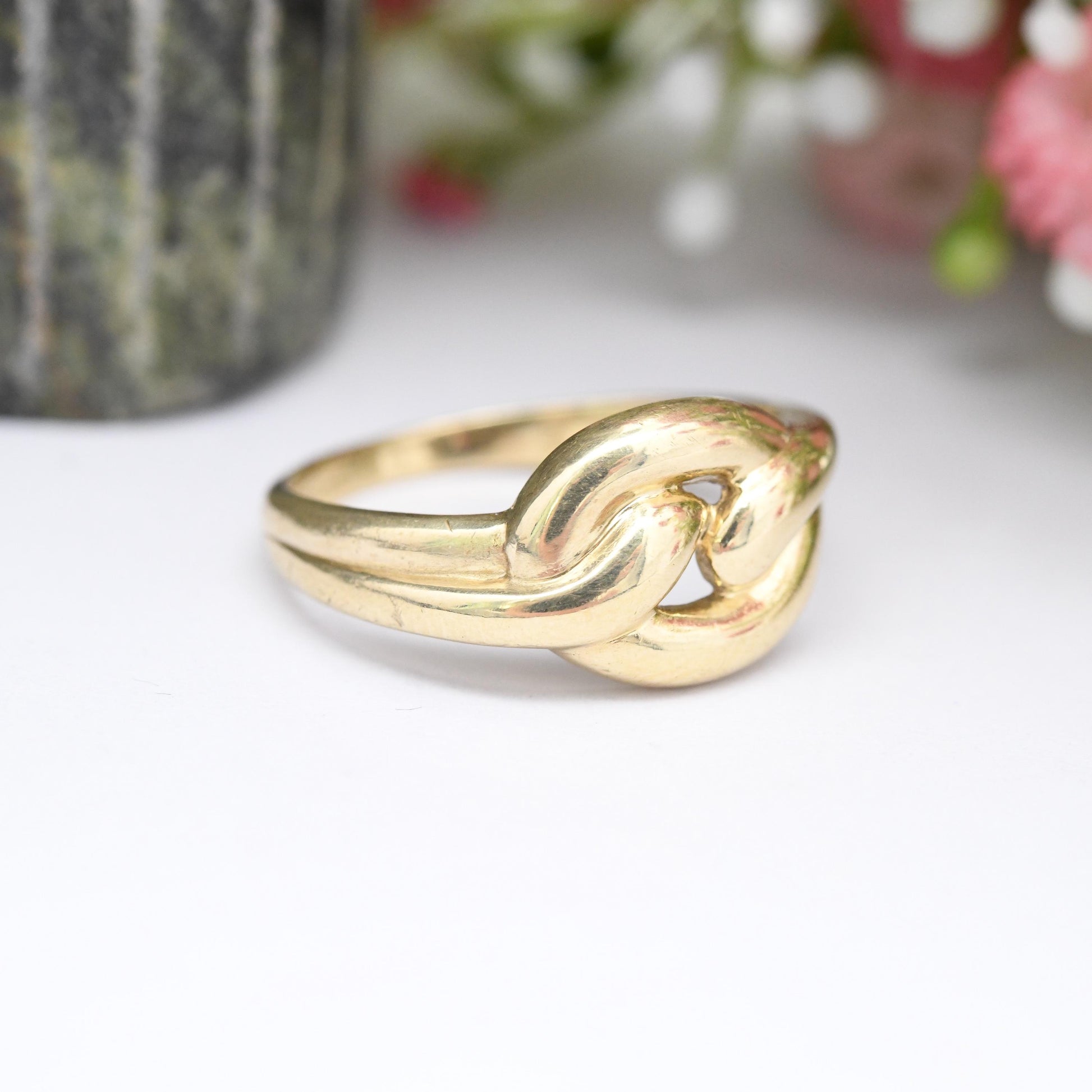 Vintage 9ct Gold Chunky Knot Ring 1994 - 1990's Woven Band Rope Twist | Y2K Jewellery Unisex Gift | UK Size - O | US Size - 7 1/4