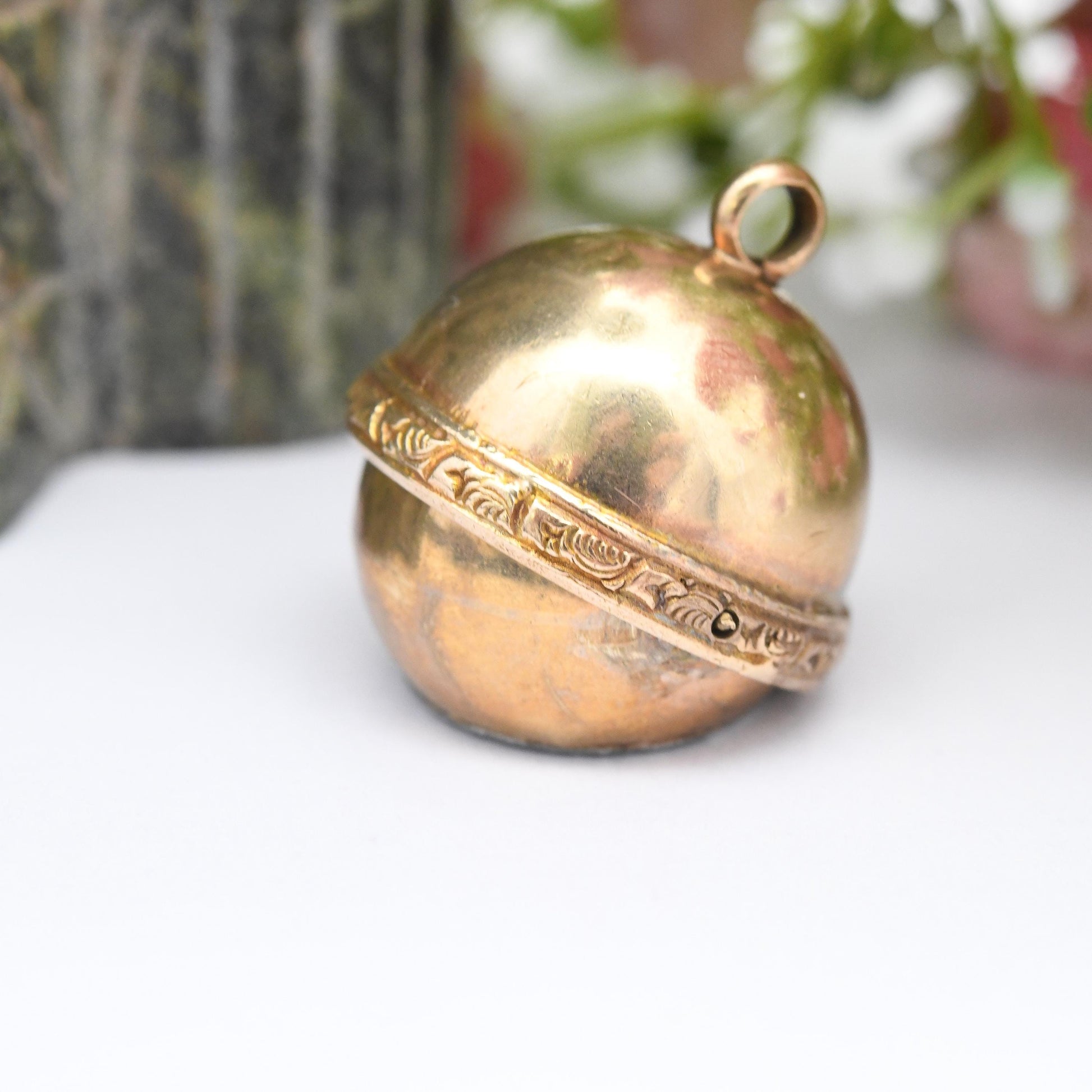 Antique 9ct Gold Swivel Compass Fob Pendant Sphere - Unusual Spinning Ball Secret Hidden Compass Collectable Vintage Jewellery