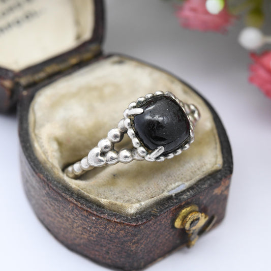 Pandora Sterling Silver Onyx Solitaire Ring - Contemporary Modern Black Stone Ring | Pretty Gift for Her | UK Size - Q | US Size - 8