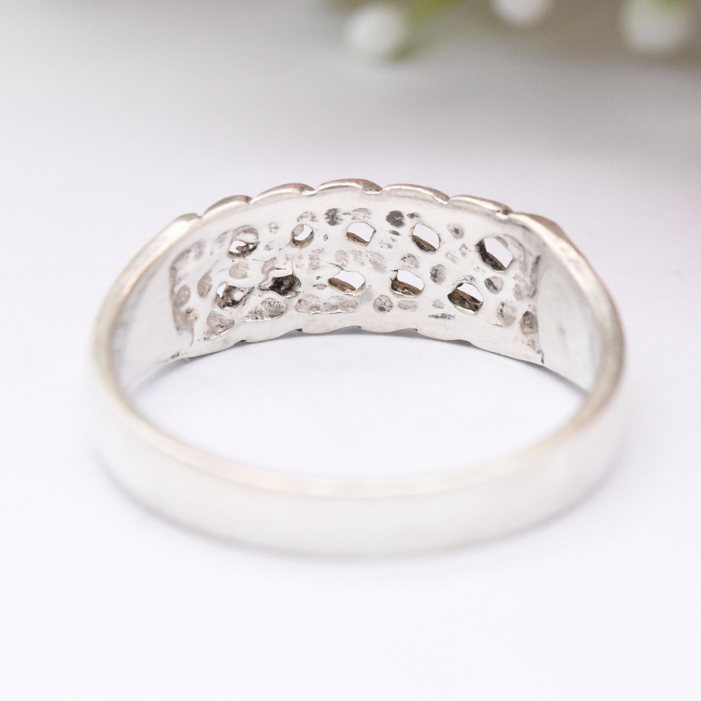 Vintage Sterling Silver Keeper Ring - 2 Rows | Unisex Everyday Silver Stacker Band | UK Size - S 1/2 | US Size - 9 1/4