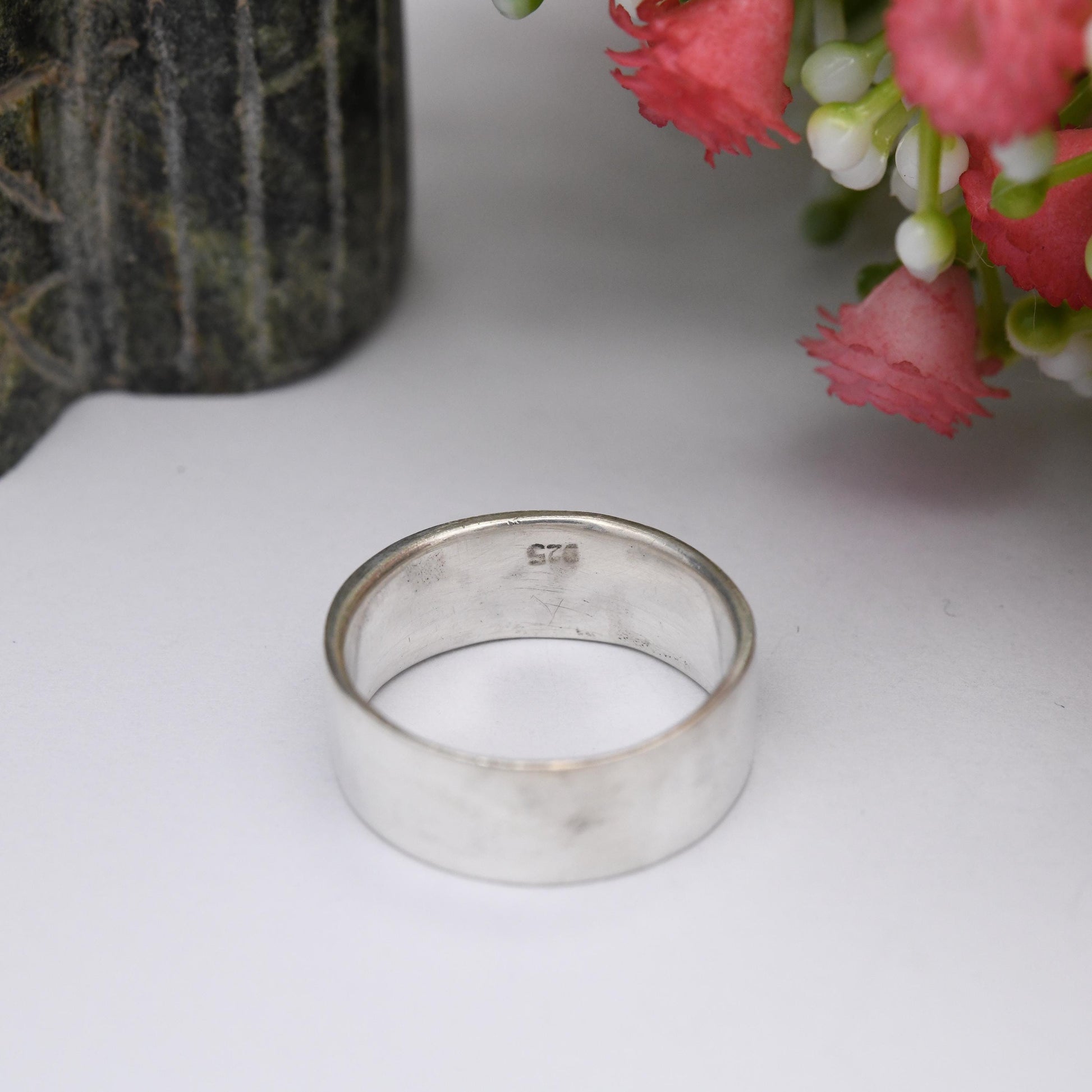 Vintage Sterling Silver FILA Logo Band Ring - Fila Sportswear Brand Ring | Minimal Unisex Band | UK Size - P | US Size - 7 1/2