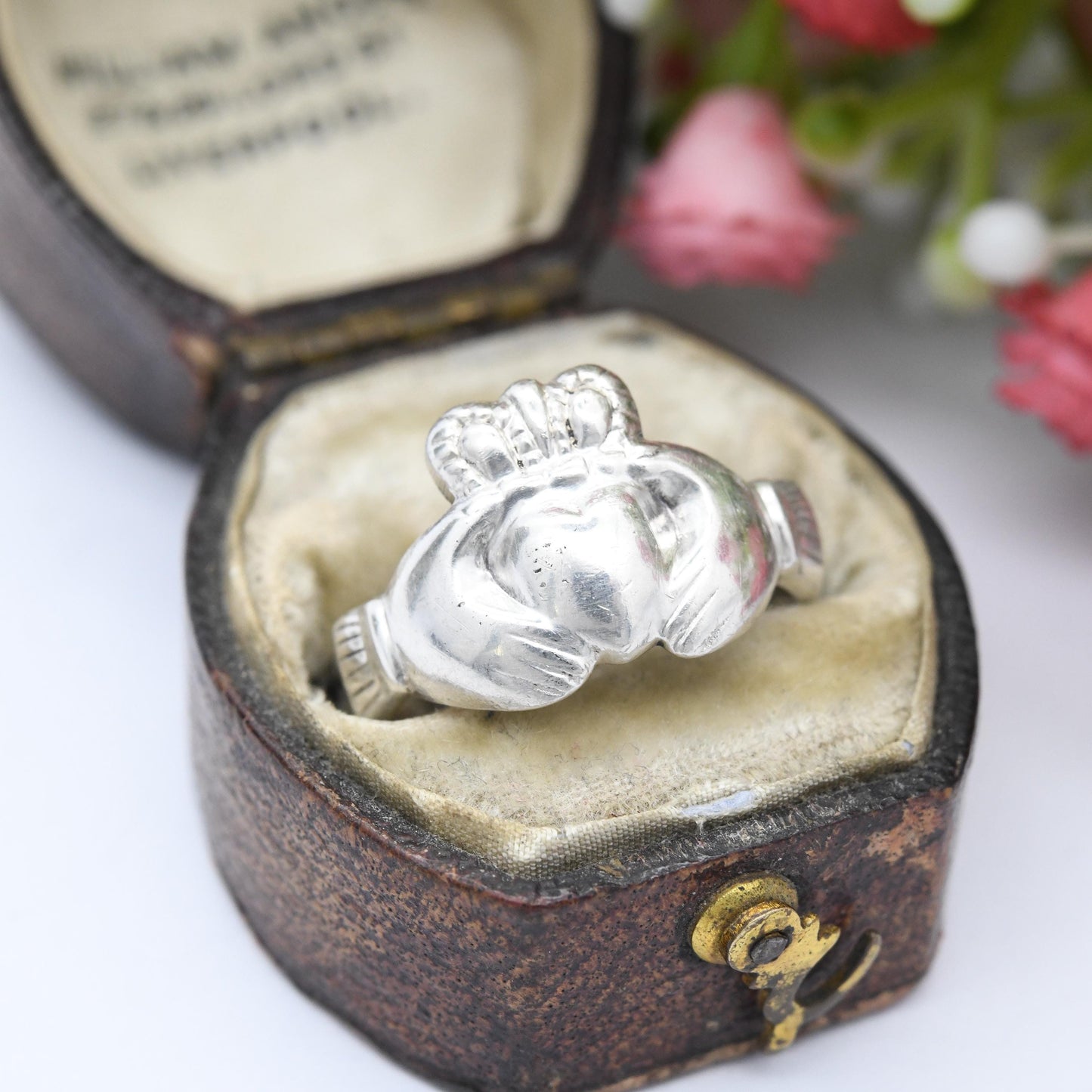 Vintage Irish Sterling Silver Claddagh Ring Hands Crowned Heart - Symbol Love Loyalty Friendship | Large UK Size - M | US - 6 1/4