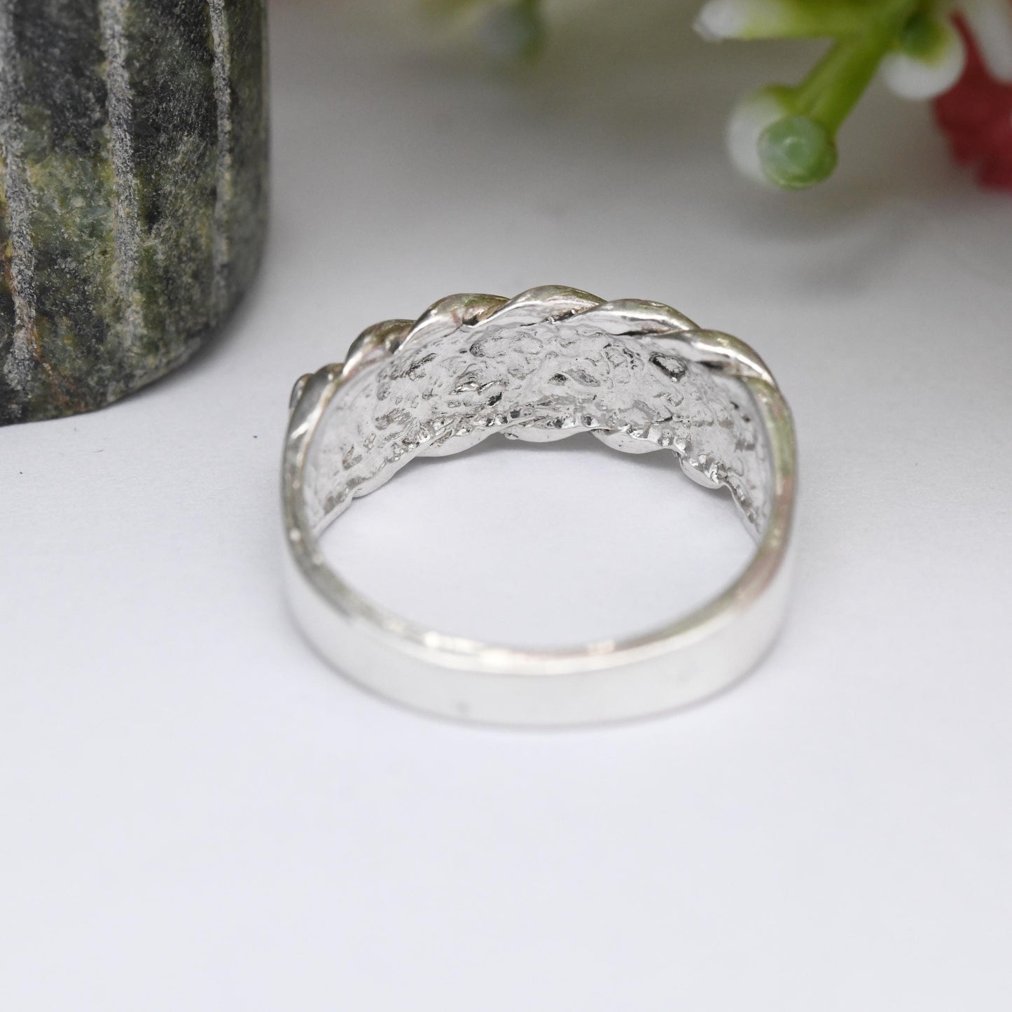 Vintage Sterling Silver Keeper Ring - 2 Rows | Minimal Unisex Everyday Silver Band Stacking Ring | UK Size - K | US Size - 5 1/4