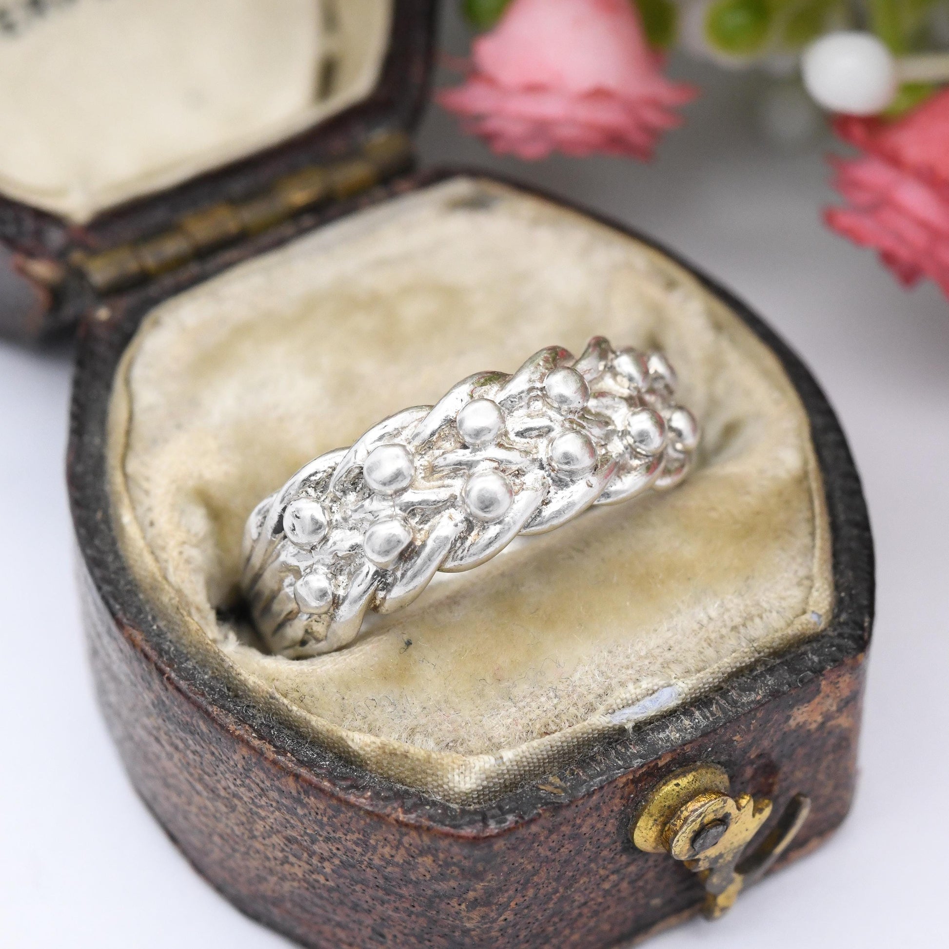 Vintage Sterling Silver Keeper Ring - 2 Rows | Minimal Unisex Everyday Silver Band Stacking Ring | UK Size - K | US Size - 5 1/4