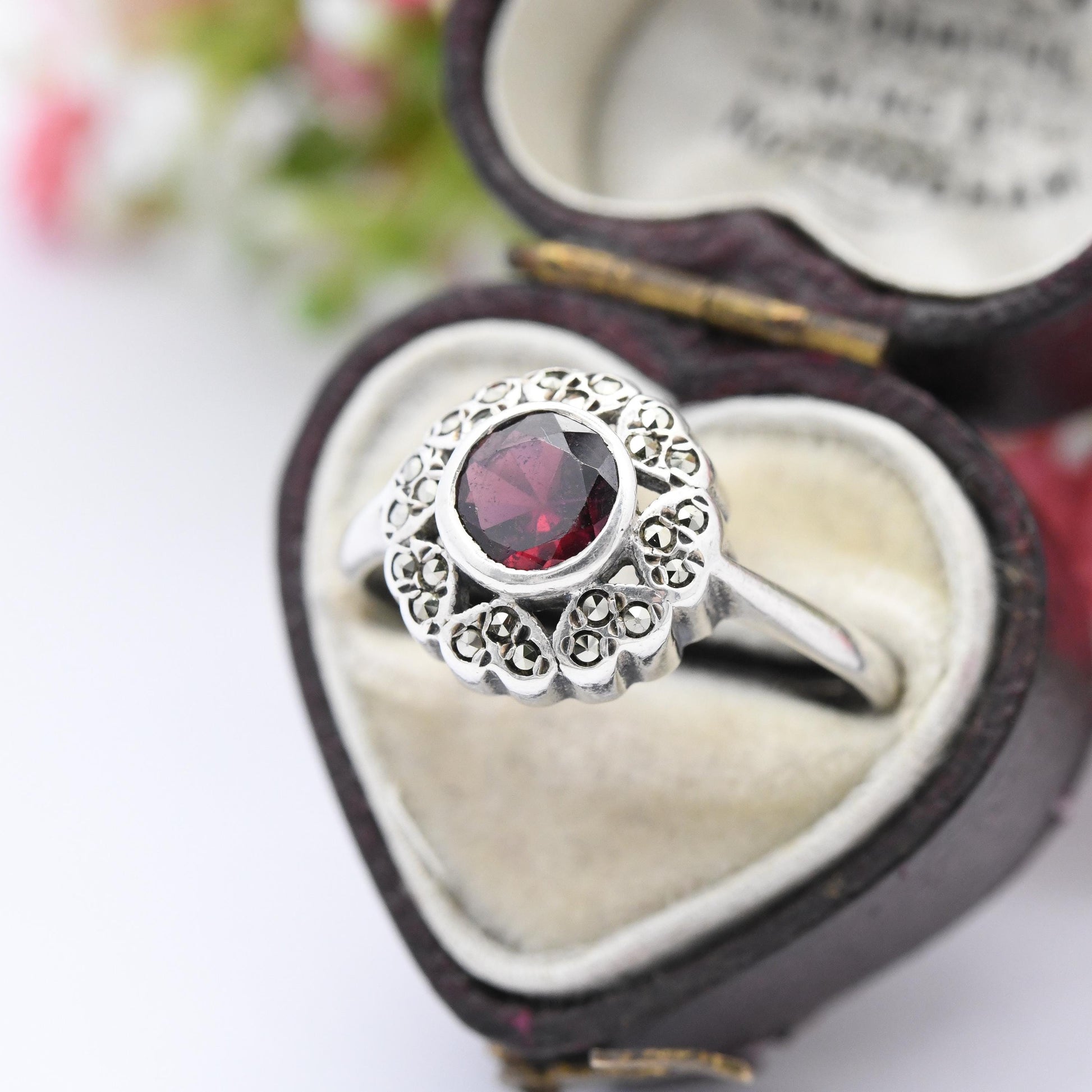 Vintage Sterling Silver Shiptonia Marcasite Flower Ring - True Vintage Shipton & Co | Pretty Gift for Her | UK Size - R | US Size - 8 1/2