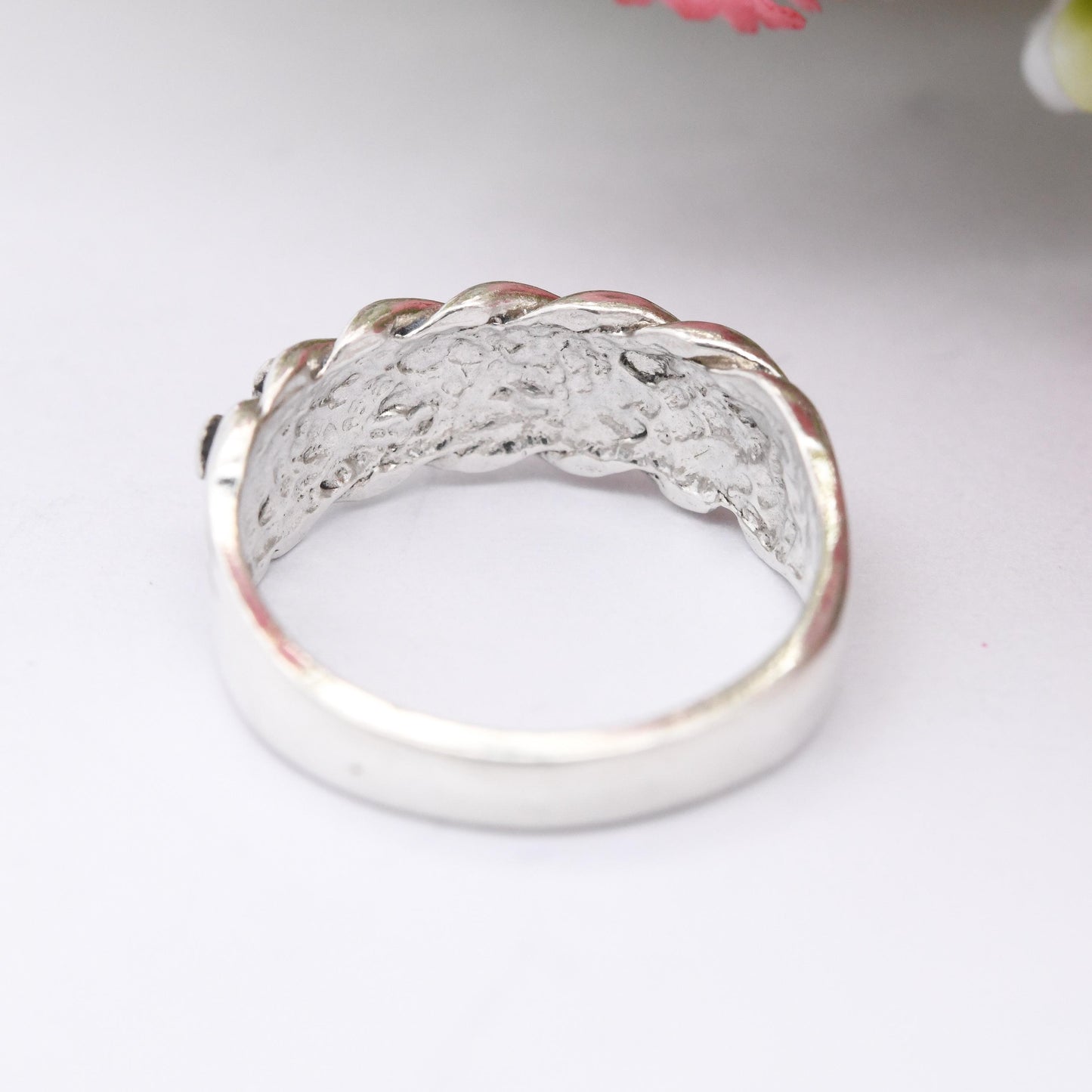 Vintage Sterling Silver Keeper Ring - 2 Rows | Unisex Everyday Silver Band | Sentimental Jewellery | UK Size - K | US Size - 5 1/4