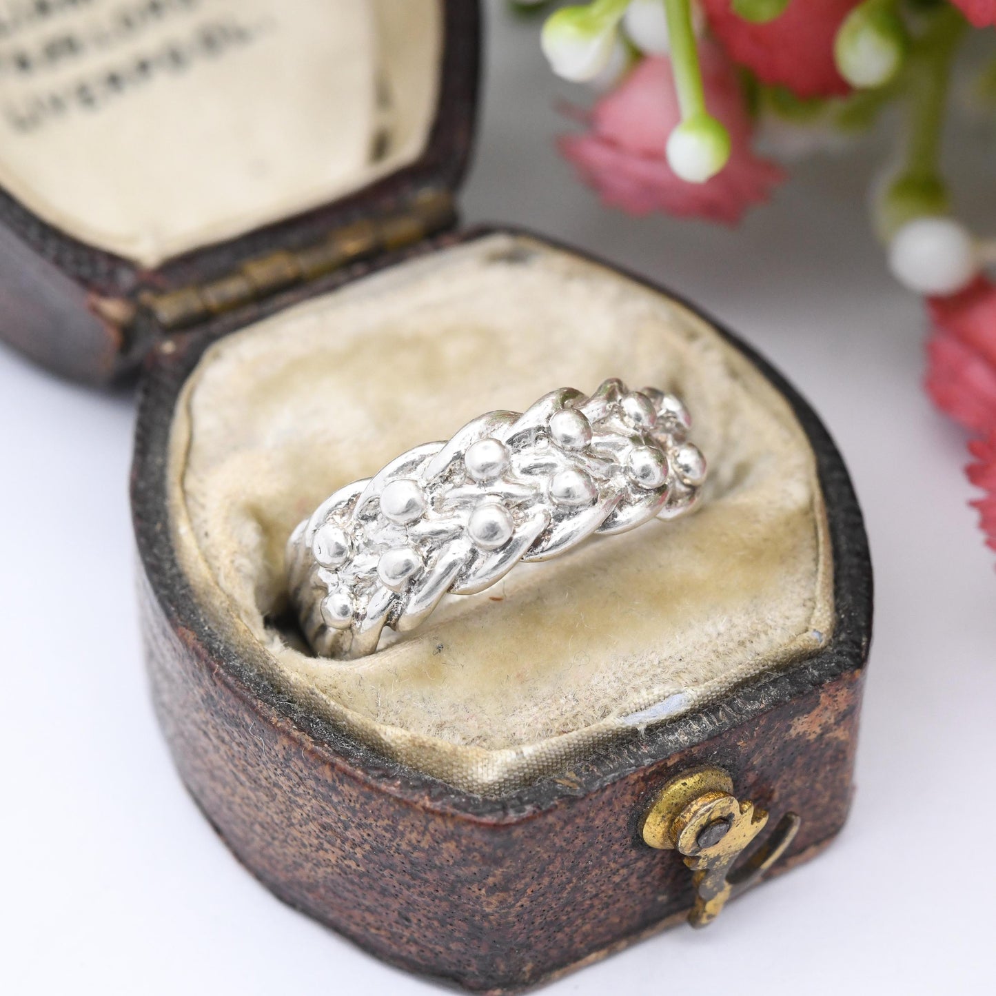 Vintage Sterling Silver Keeper Ring - 2 Rows | Unisex Everyday Silver Band | Sentimental Jewellery | UK Size - K | US Size - 5 1/4