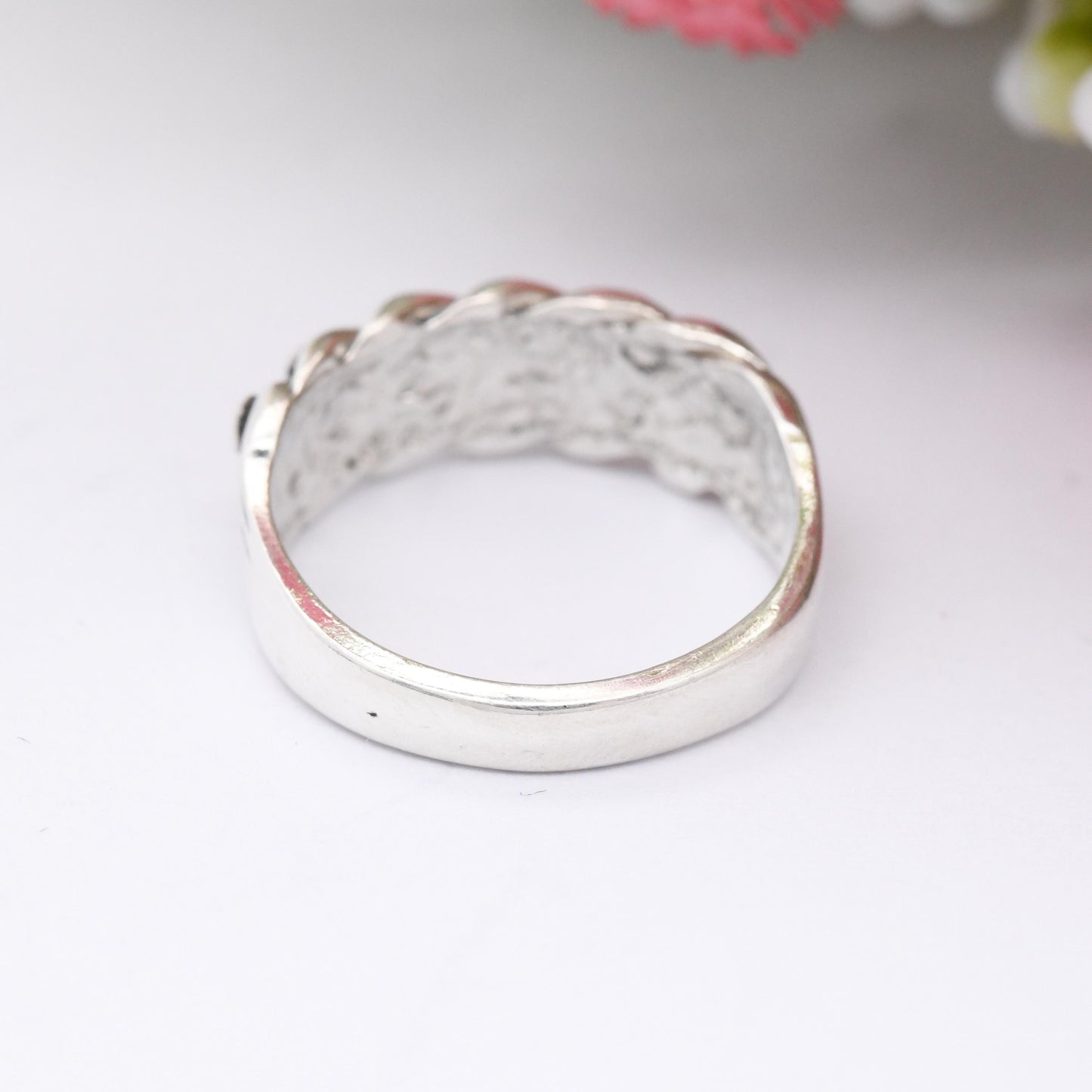 Vintage Sterling Silver Keeper Ring - 2 Rows | Unisex Everyday Silver Band | Sentimental Jewellery | UK Size - K | US Size - 5 1/4