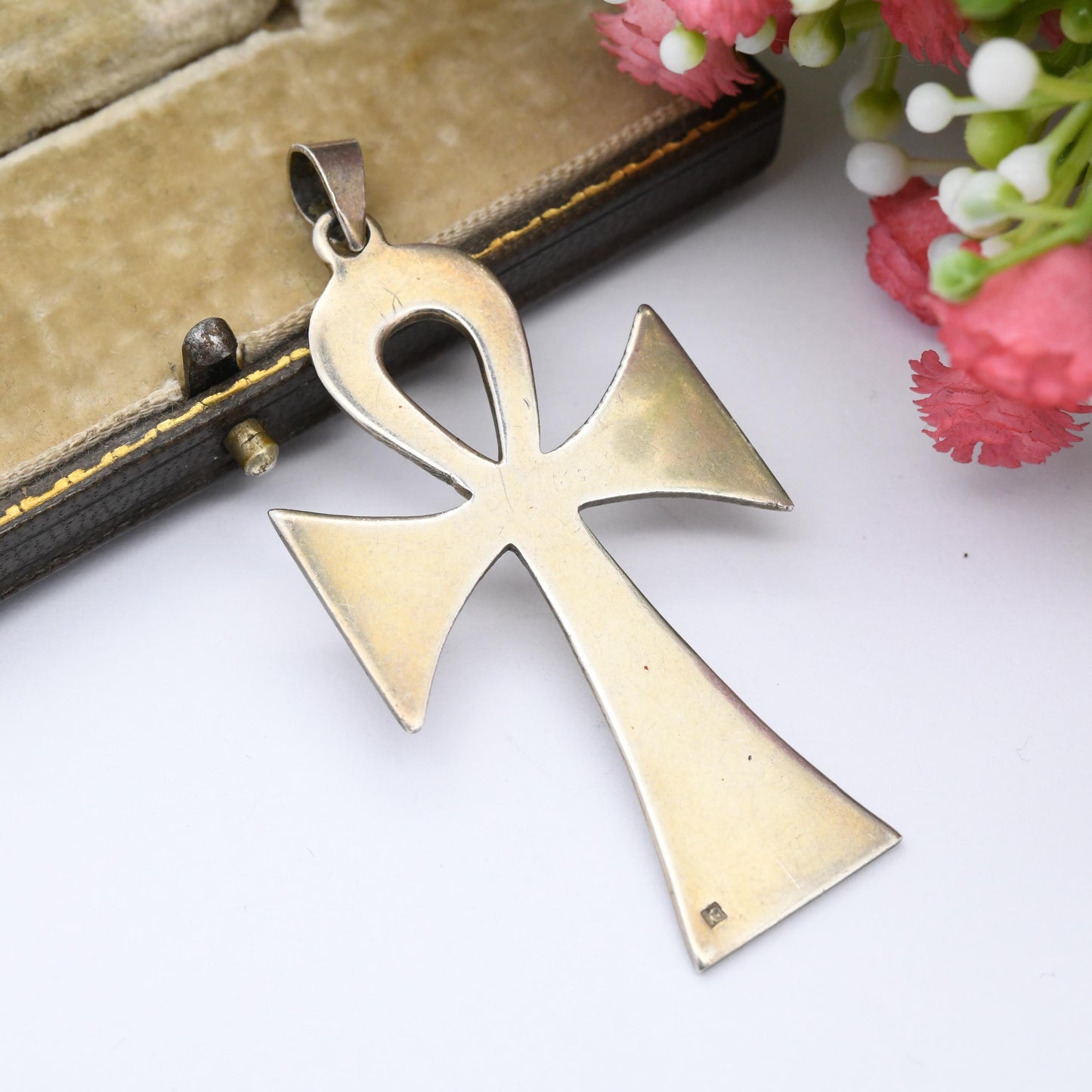 Vintage Silver Egyptian Ankh Pendant Large Sized - Ancient Egypt Symbol of Life | Hooped Cross | Statement Pendant for Chunky Chain