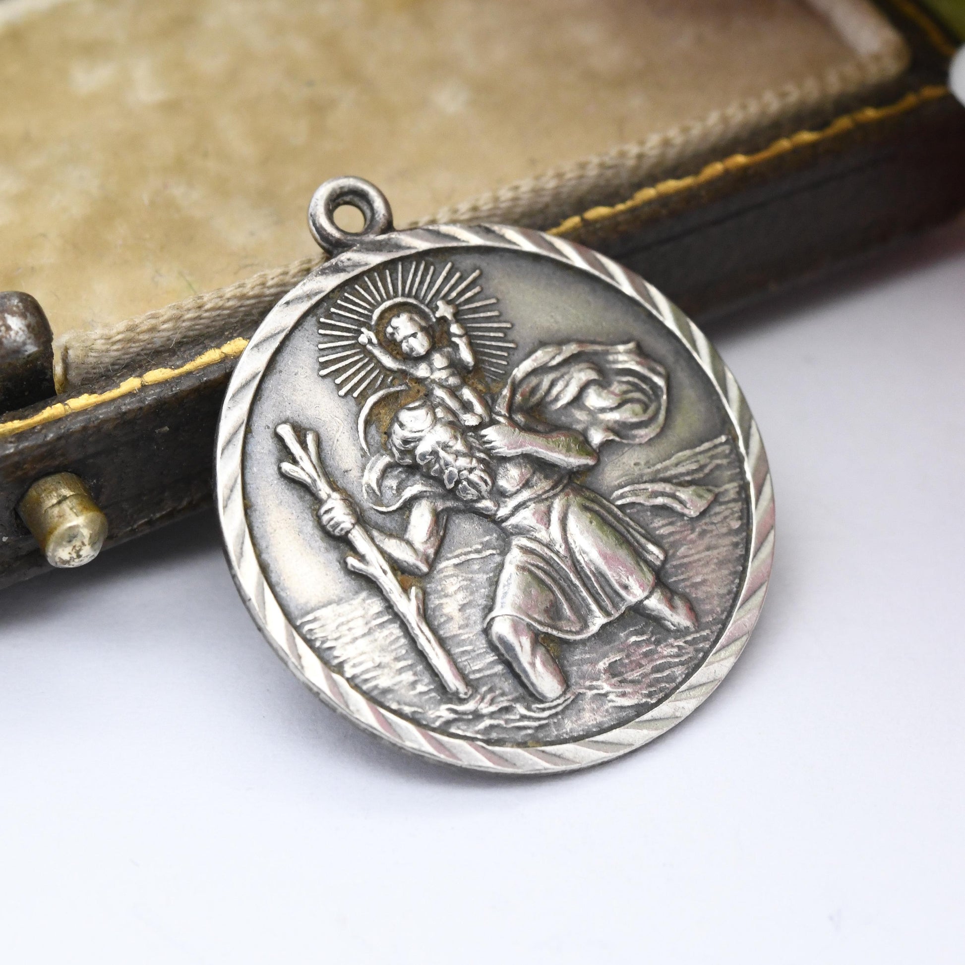 Vintage Sterling Silver St. Christopher Pendant SMP - Saint of Travelling | Christian Religious Jewellery | Detailed 3D Image