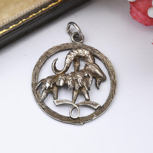 Vintage Sterling Silver Aries Pendant 1976 LDP - Ram Astrological Zodiac Star Sign Symbol | Mid-Century Textured | March April Birthday Gift