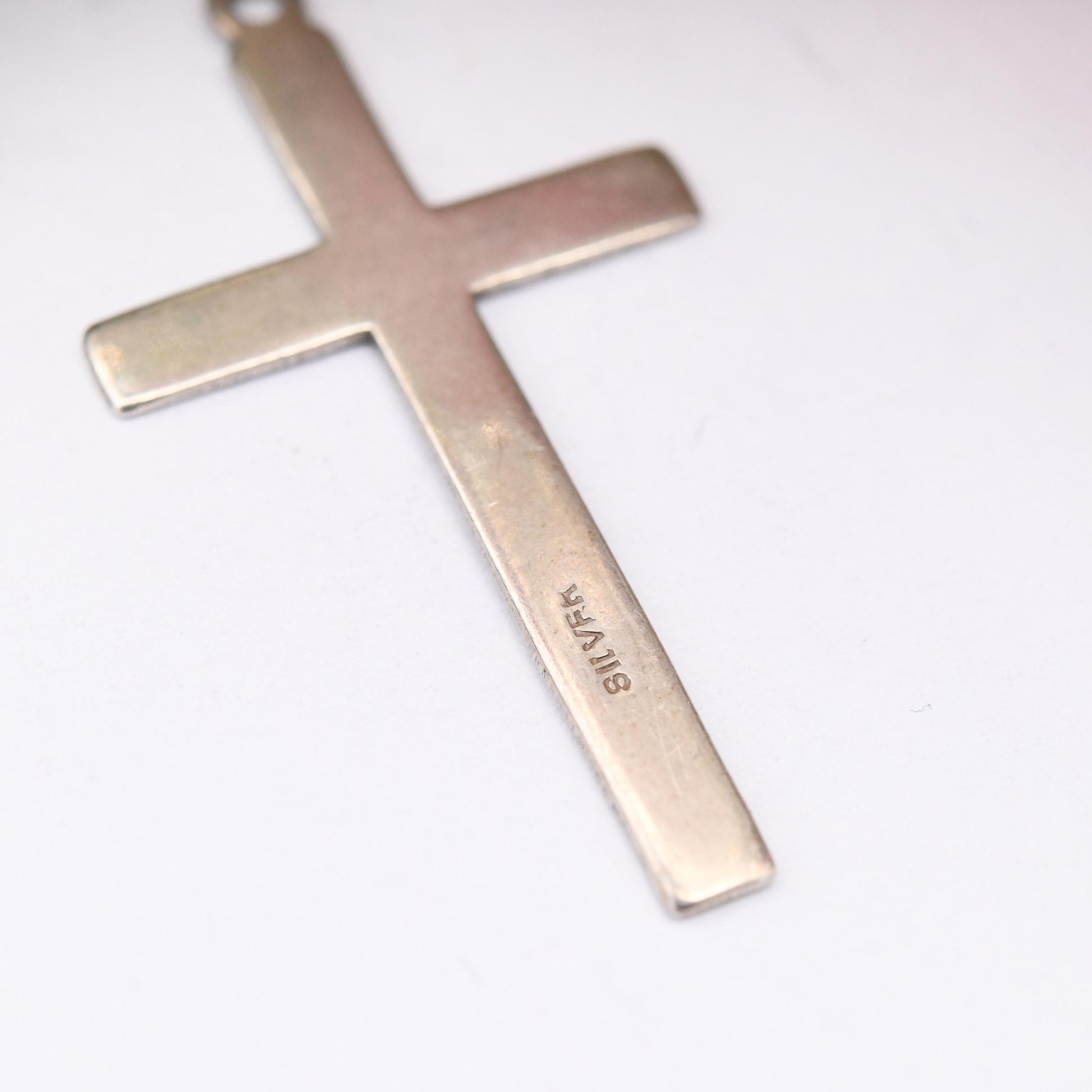 Vintage Sterling Silver Cross Pendant with Engraved Leaf and Flower Pattern - Sweet Christening Jewellery Gift Present for Christian