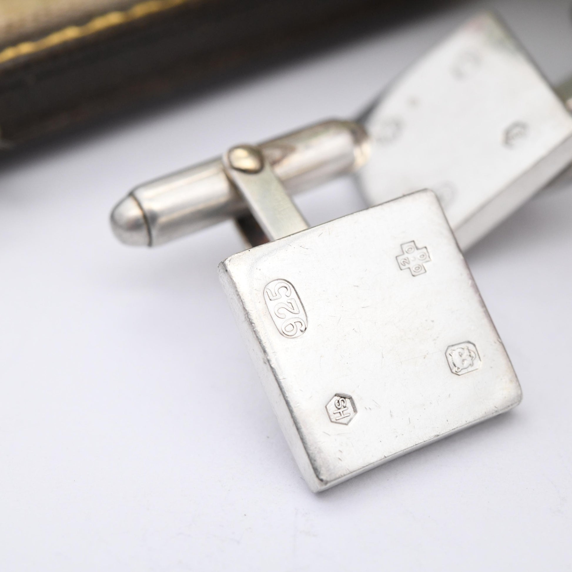Vintage Sterling Silver Hallmarks Cufflinks 2000 Millennium Mark - Minimal Square Design Bullet Back | Anniversary Birthday Gift for Him