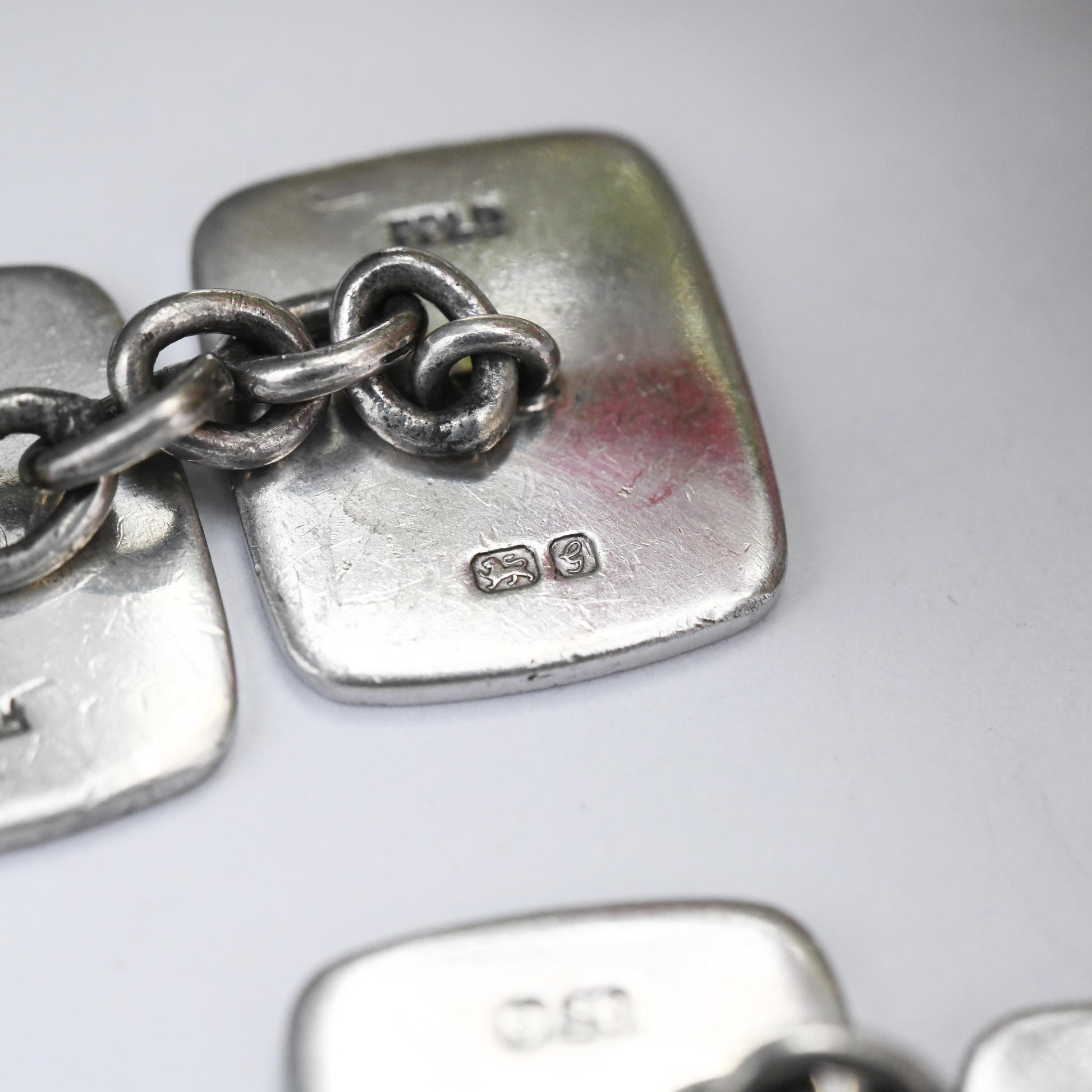 Vintage Sterling Silver Masons Cufflinks 1981 by Payton Pepper & Sons PPLD - Freemasons Compass and Square Symbol | Chain Link