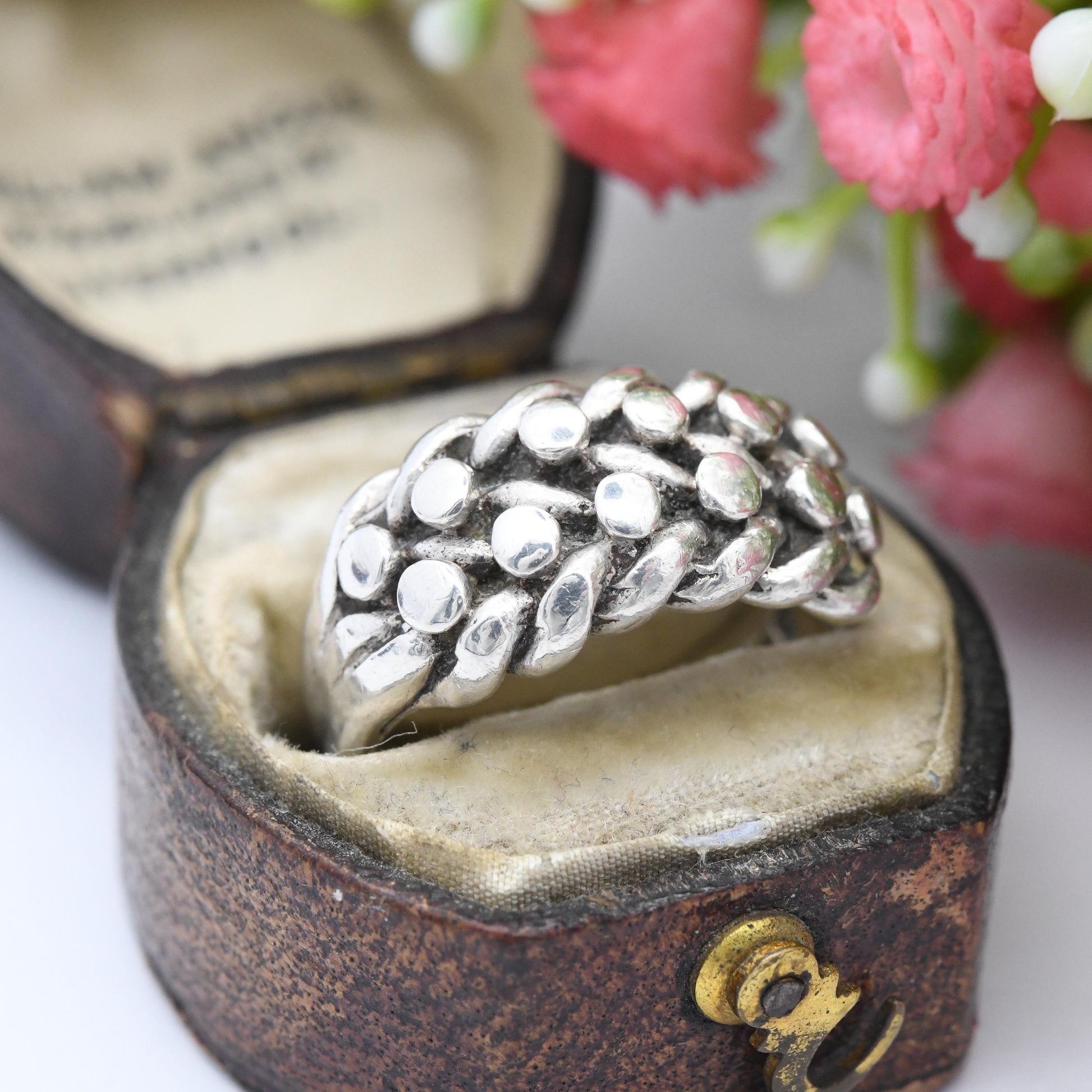 Vintage Sterling Silver Keeper Ring 1970 - 2 Rows Knotted Band Unisex Everyday Silver Sentimental Jewellery | UK Size - M | US Size - 6 1/4