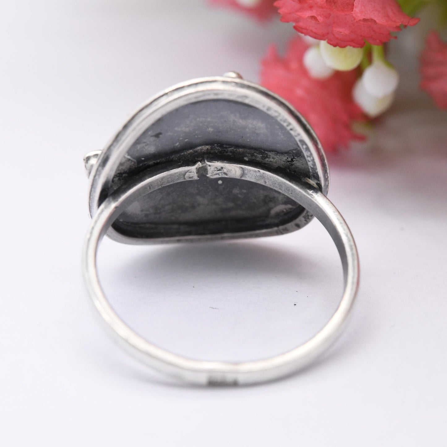 Vintage Sterling Silver Abstract Design Ring - Studio Style Modernist Silver Jewellery Artistic Gift | UK Size - P 1/2 | US Size - 7 3/4