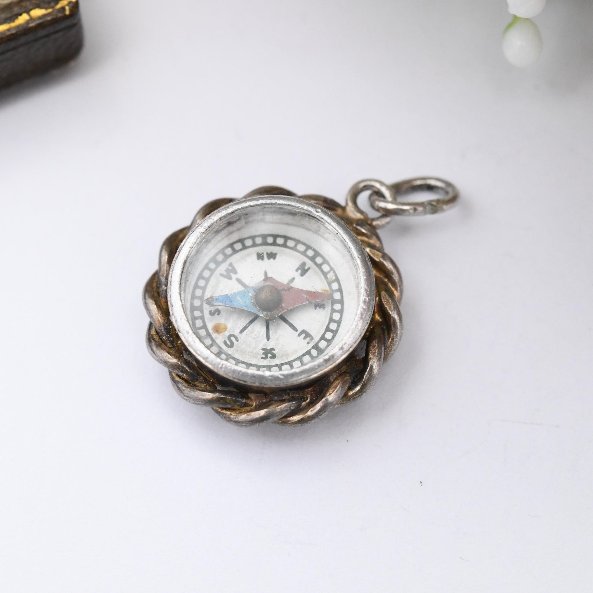 Vintage Sterling Silver Compass Pendant - Novelty Miniature Working Instrument Jewellery | Unusual Necklace Charm | Gift for Traveller