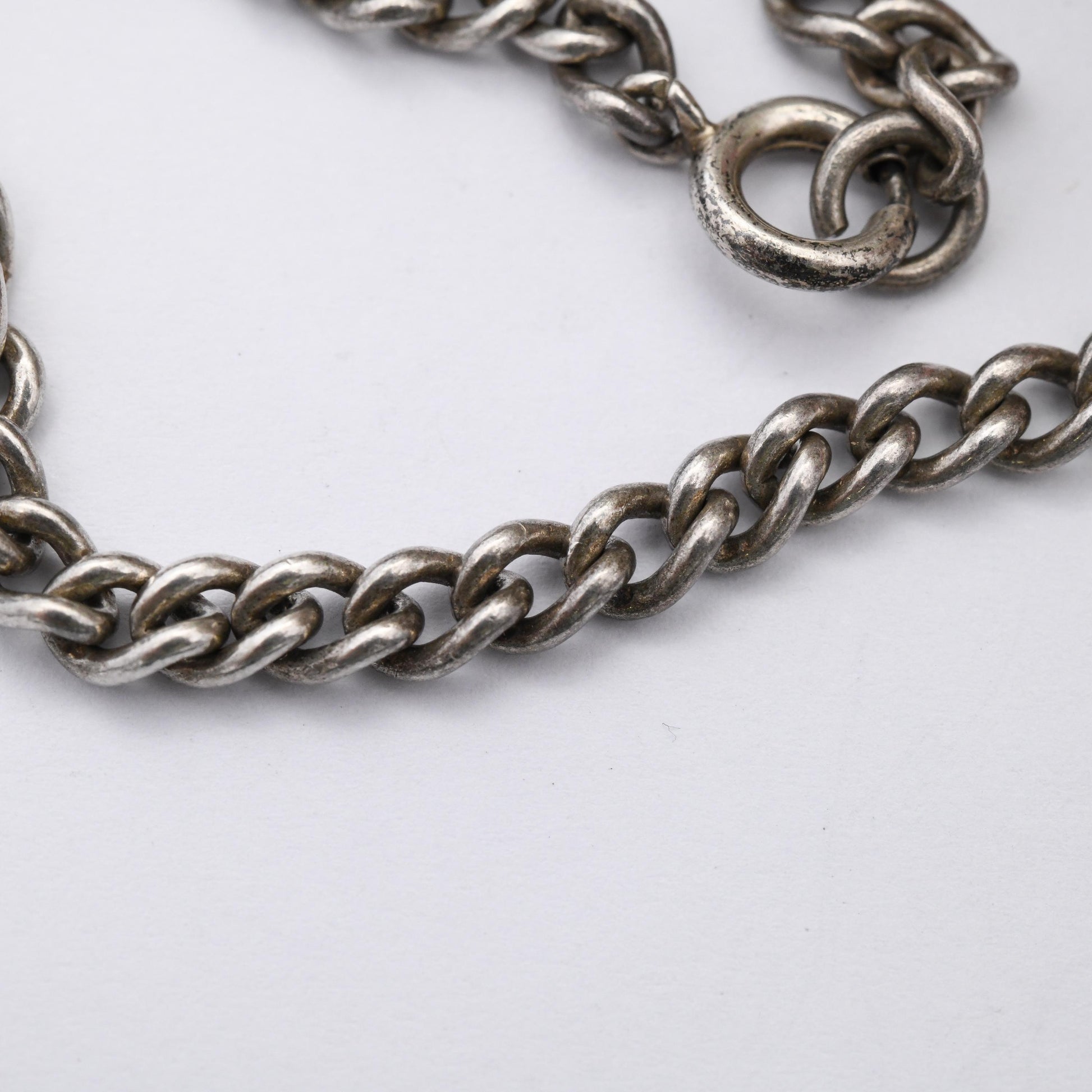 Vintage Sterling Silver Chain Bracelet - Rounded Curb Links | Charm Bracelet