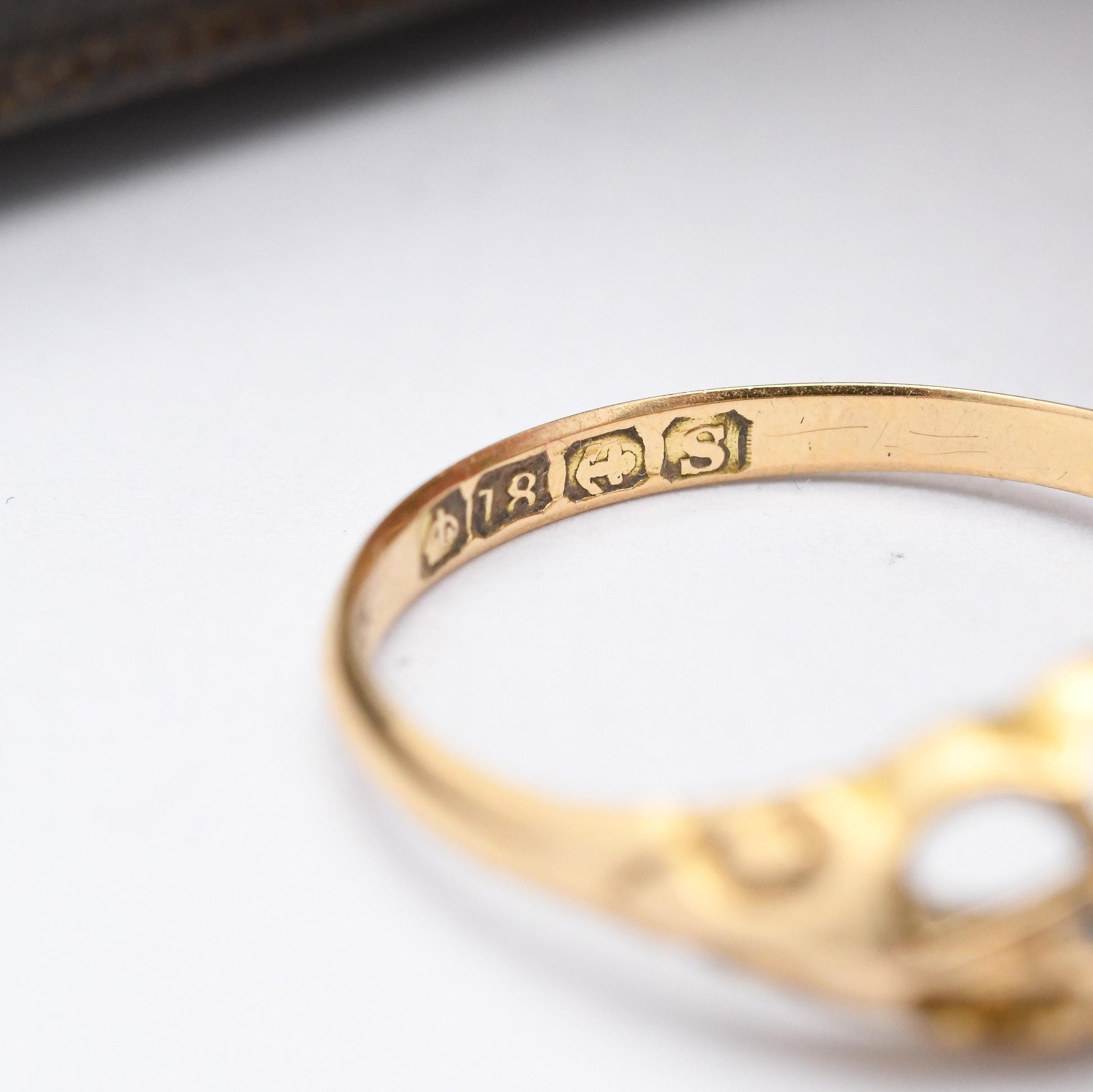 Antique 18ct Gold Old Cut Diamond Boat Ring 1917 - 20th Century Pretty Five Stone Ring Gift for Her | UK Size - N | US Size - 6 3/4