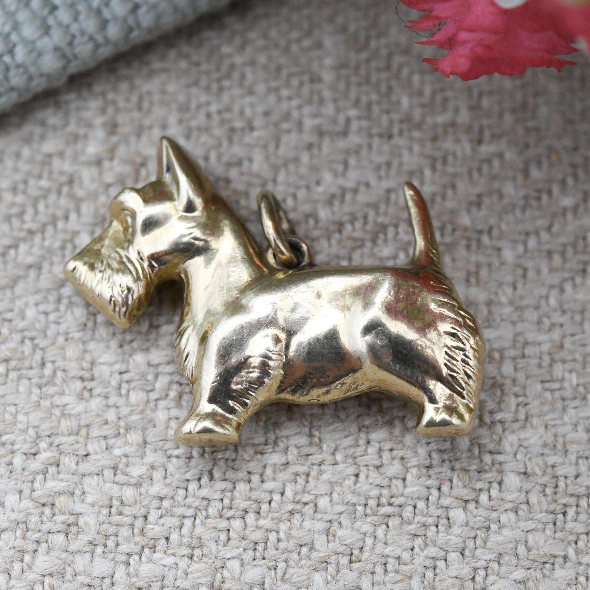 Vintage 9ct Gold Scottie Dog Charm Pendant 1960 Scottish Terrier - 3D Detailed Dog Charm | Small Stocky Dog | Mid-Century Jewellery Gift