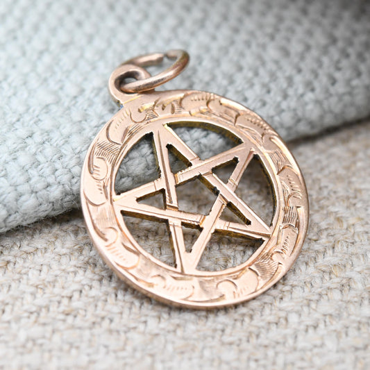 Vintage 9ct Gold Masonic Medal Pendant 1930 Welcome Lodge 3779 - Rose Gold Pentagram Fob Freemasons Sheffield Lodge by William Oakley Davies