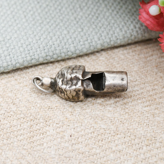 Antique Silver Acorn Whistle Charm Pendant - Victorian Symbol Growth Metamorphosis Fresh Starts Fertility Unusual Antique Charm Bracelet