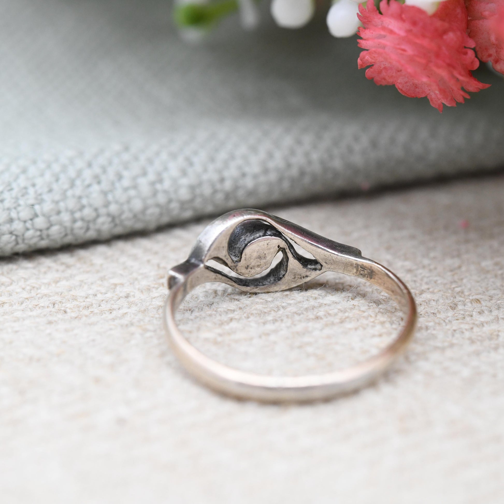 Antique Astron Charnier Rolled Gold Ring with Clear Paste - French Jewellery Designer Pretty Twist Ring Gift | UK Size - N | US Size - 6 3/4