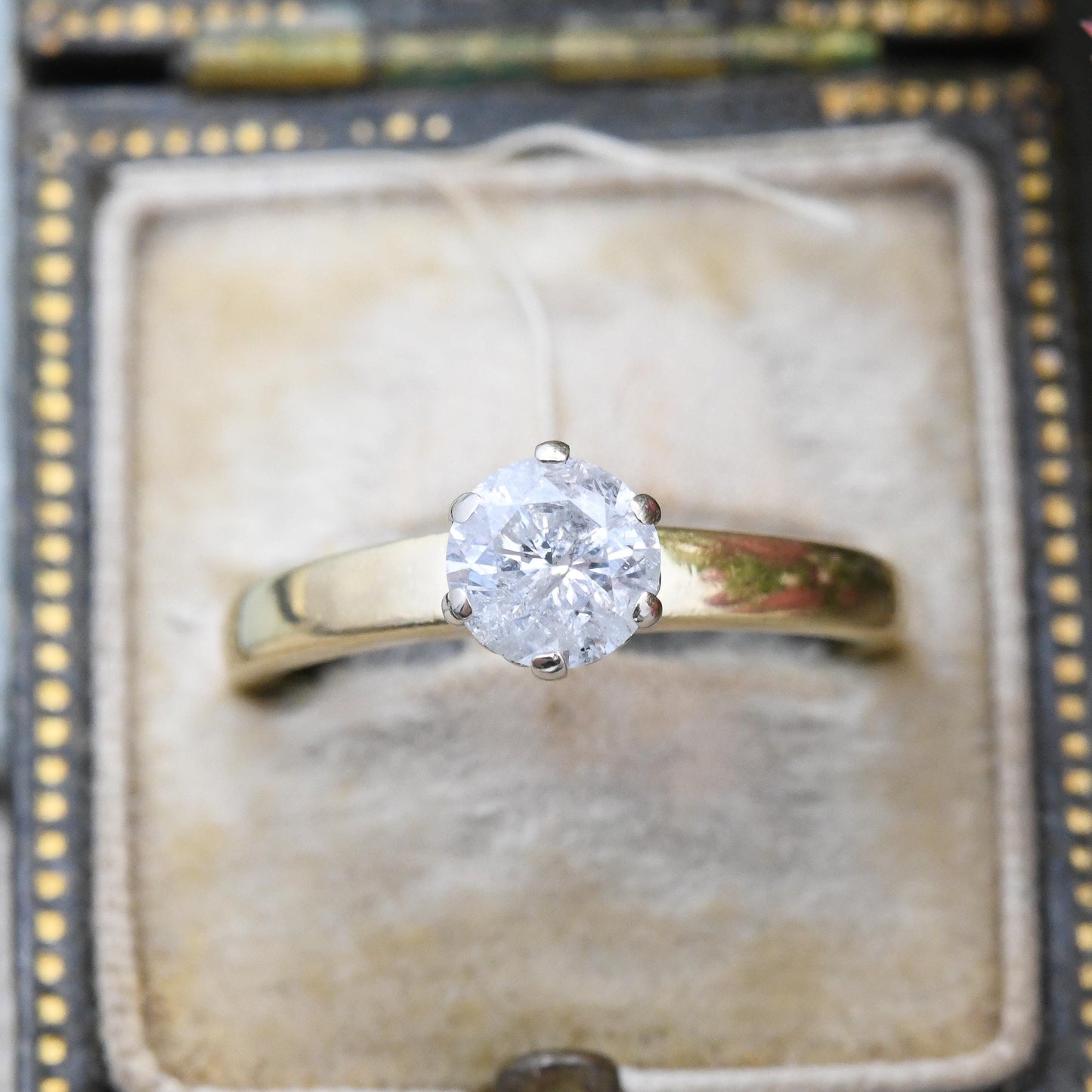 Vintage 18ct Gold Milky Diamond Solitaire Ring c 0.75 Carat - Large Stone Solitaire Engagement Yellow Gold | UK Size - K 1/2 US Size - 5 1/2