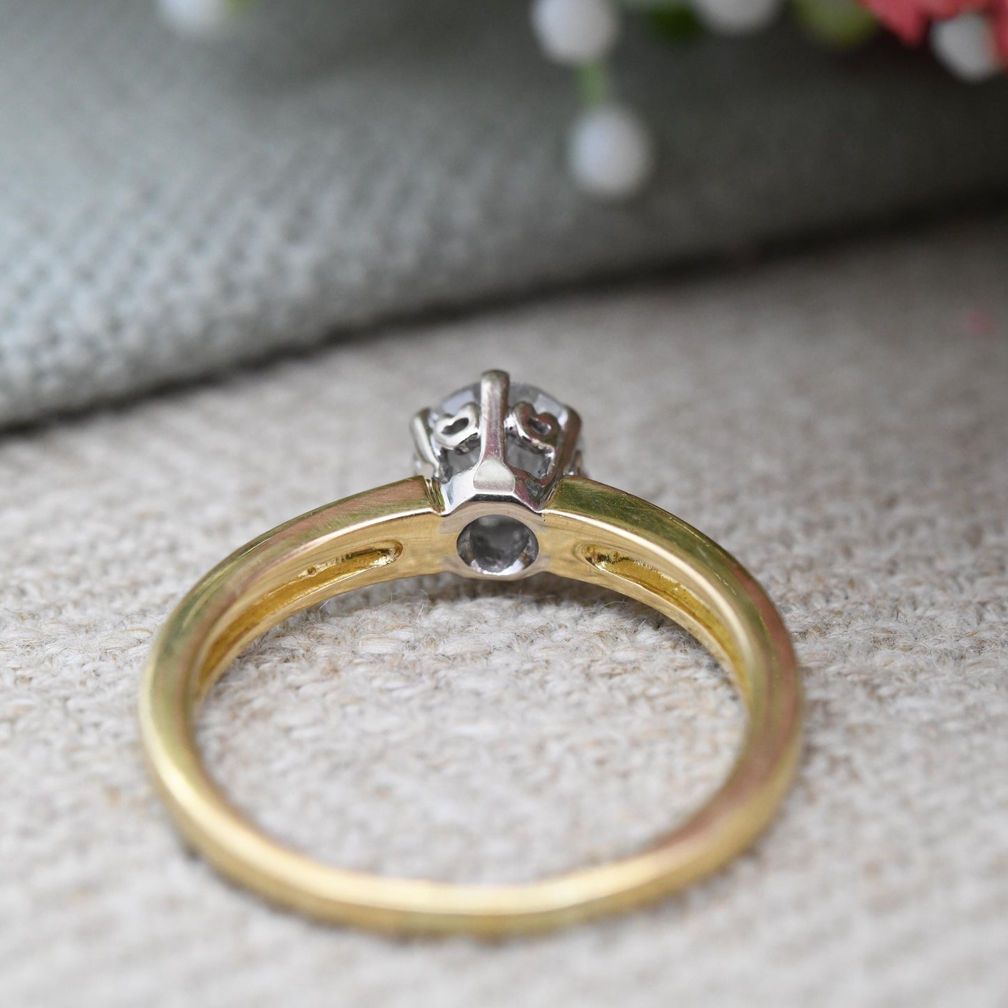 Vintage 18ct Gold Milky Diamond Solitaire Ring c 0.75 Carat - Large Stone Solitaire Engagement Yellow Gold | UK Size - K 1/2 US Size - 5 1/2