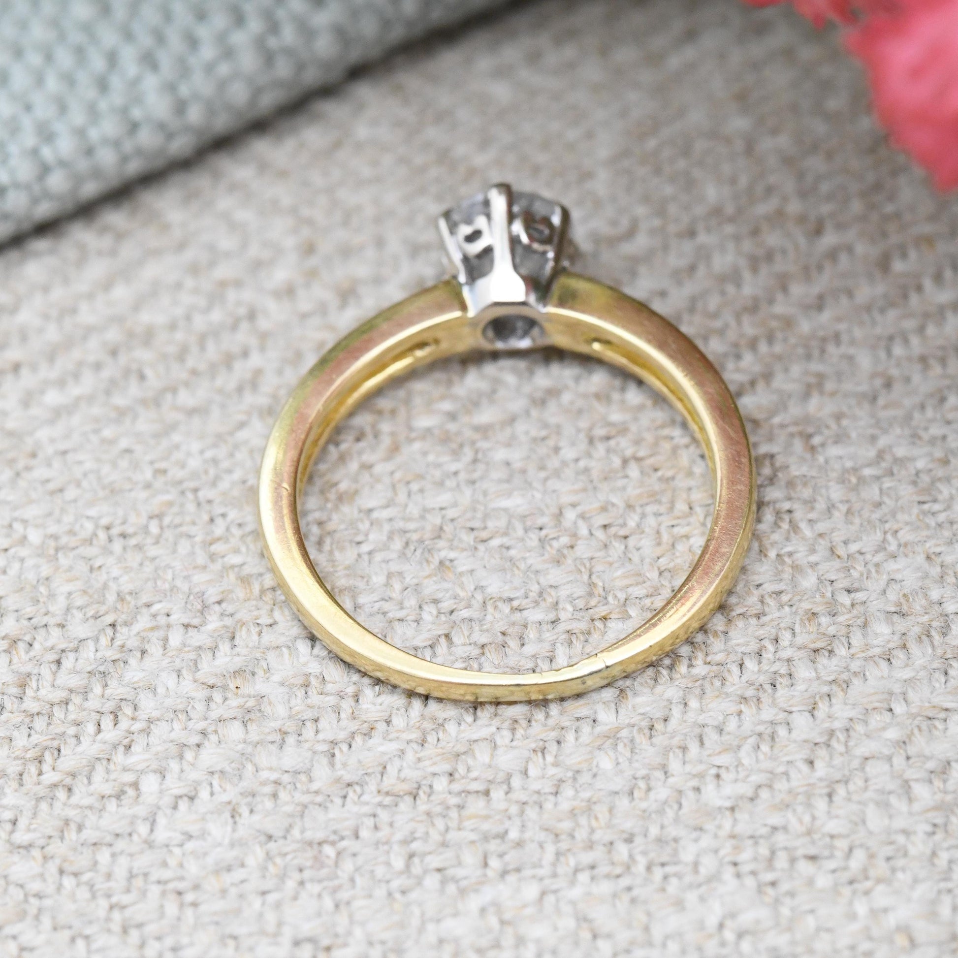 Vintage 18ct Gold Milky Diamond Solitaire Ring c 0.75 Carat - Large Stone Solitaire Engagement Yellow Gold | UK Size - K 1/2 US Size - 5 1/2