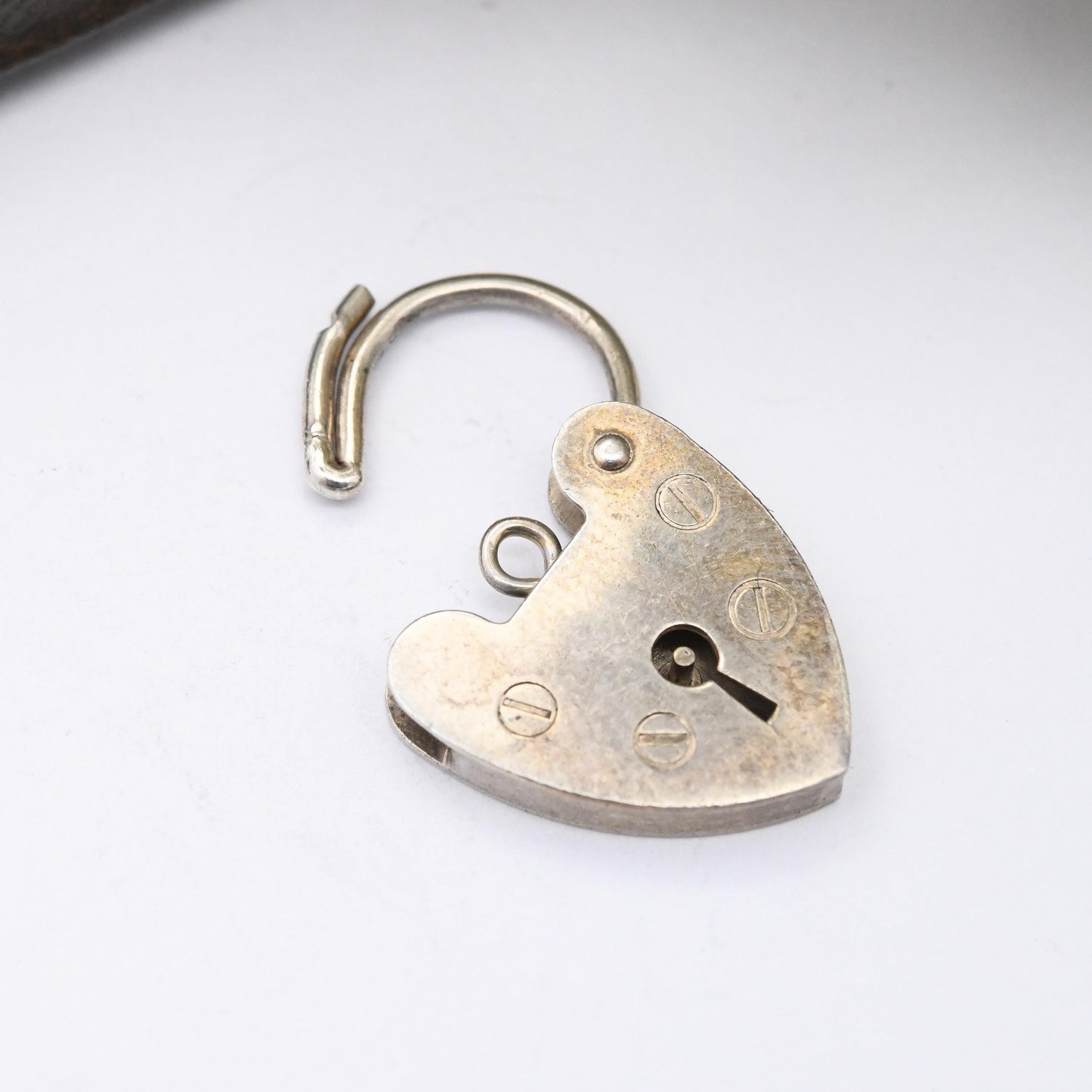 Vintage Sterling Silver Padlock Heart Clasp - Mid-Century Charm Pendant | Opening Charm Bracelet Love Heart