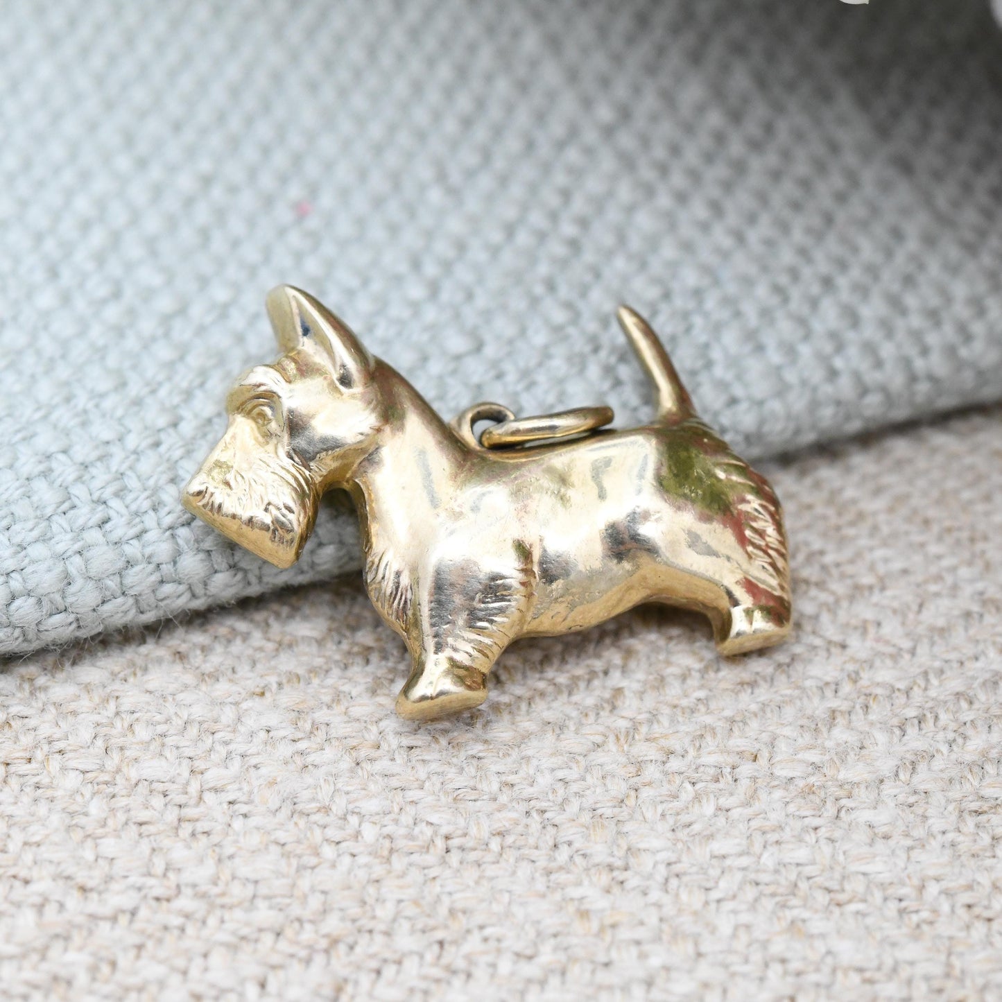 Vintage 9ct Gold Scottie Dog Charm Pendant 1960 Scottish Terrier - 3D Detailed Dog Charm | Small Stocky Dog | Mid-Century Jewellery Gift