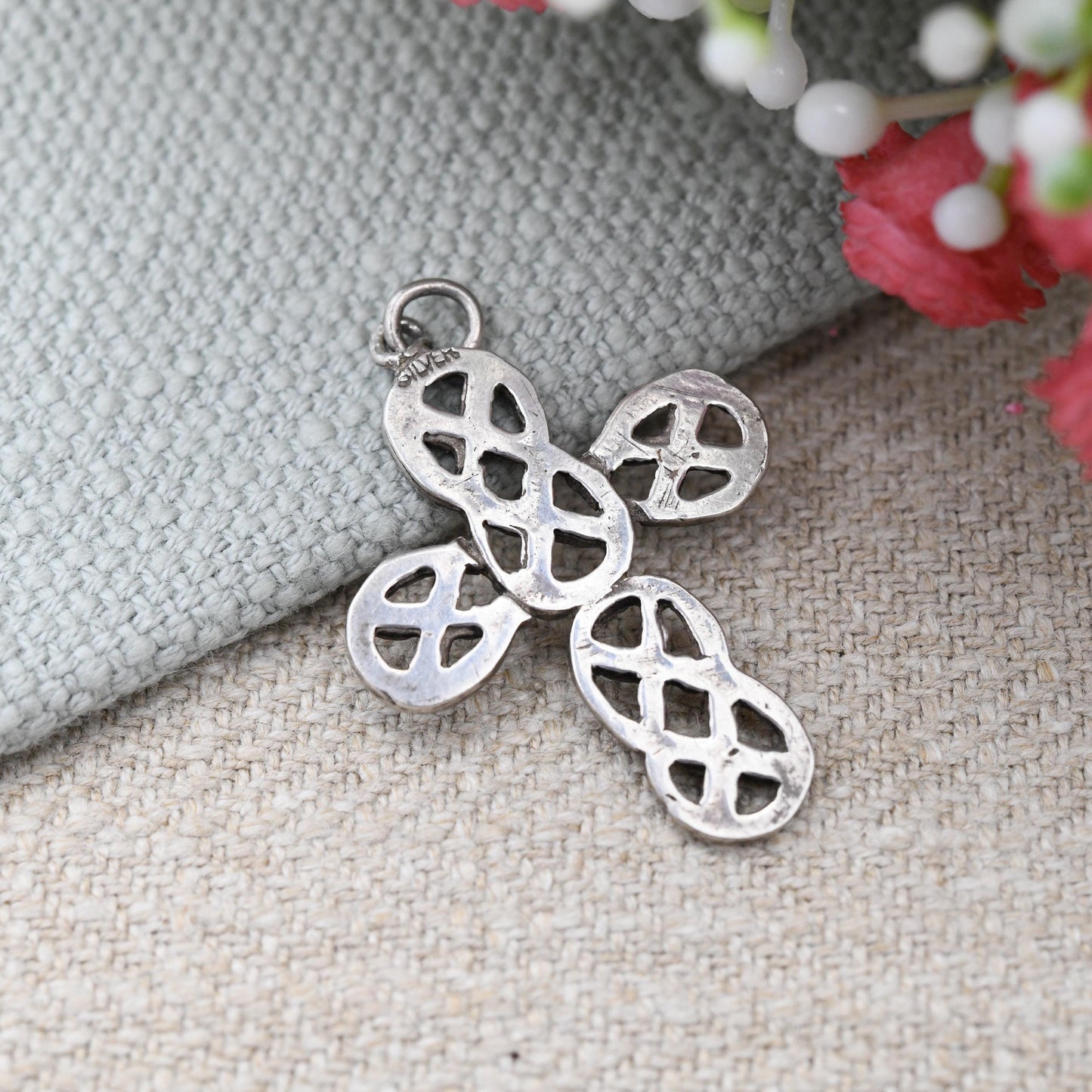 Vintage Sterling Silver Celtic Cross Pendant with Openwork Knot Design - Celtic Twist Vintage Religious Jewellery Gift