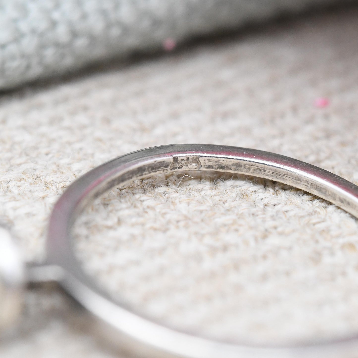Vintage Sterling Silver Moonstone Ring 1975 - Minimal Raised Design Cabochon Gemstone Mid-Century Modern | UK Size - N | US Size - 6 3/4