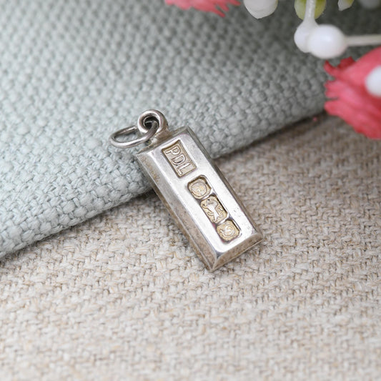 Vintage Miniature Sterling Silver Ingot Pendant 1978 by PDL Sheffield - Solid |Silver Ingot Charm Bracelet Charm Necklace Cute Gift for Her