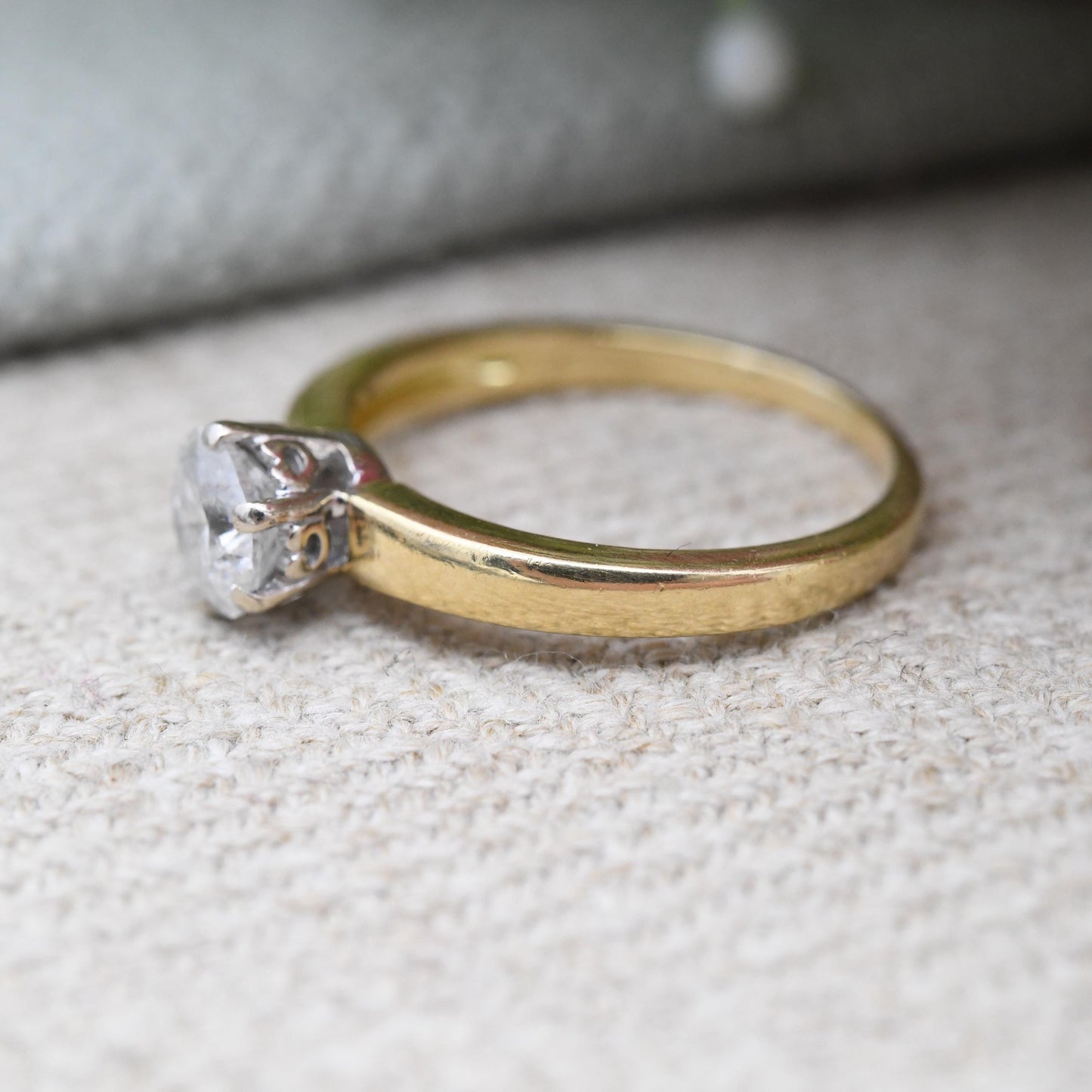 Vintage 18ct Gold Milky Diamond Solitaire Ring c 0.75 Carat - Large Stone Solitaire Engagement Yellow Gold | UK Size - K 1/2 US Size - 5 1/2